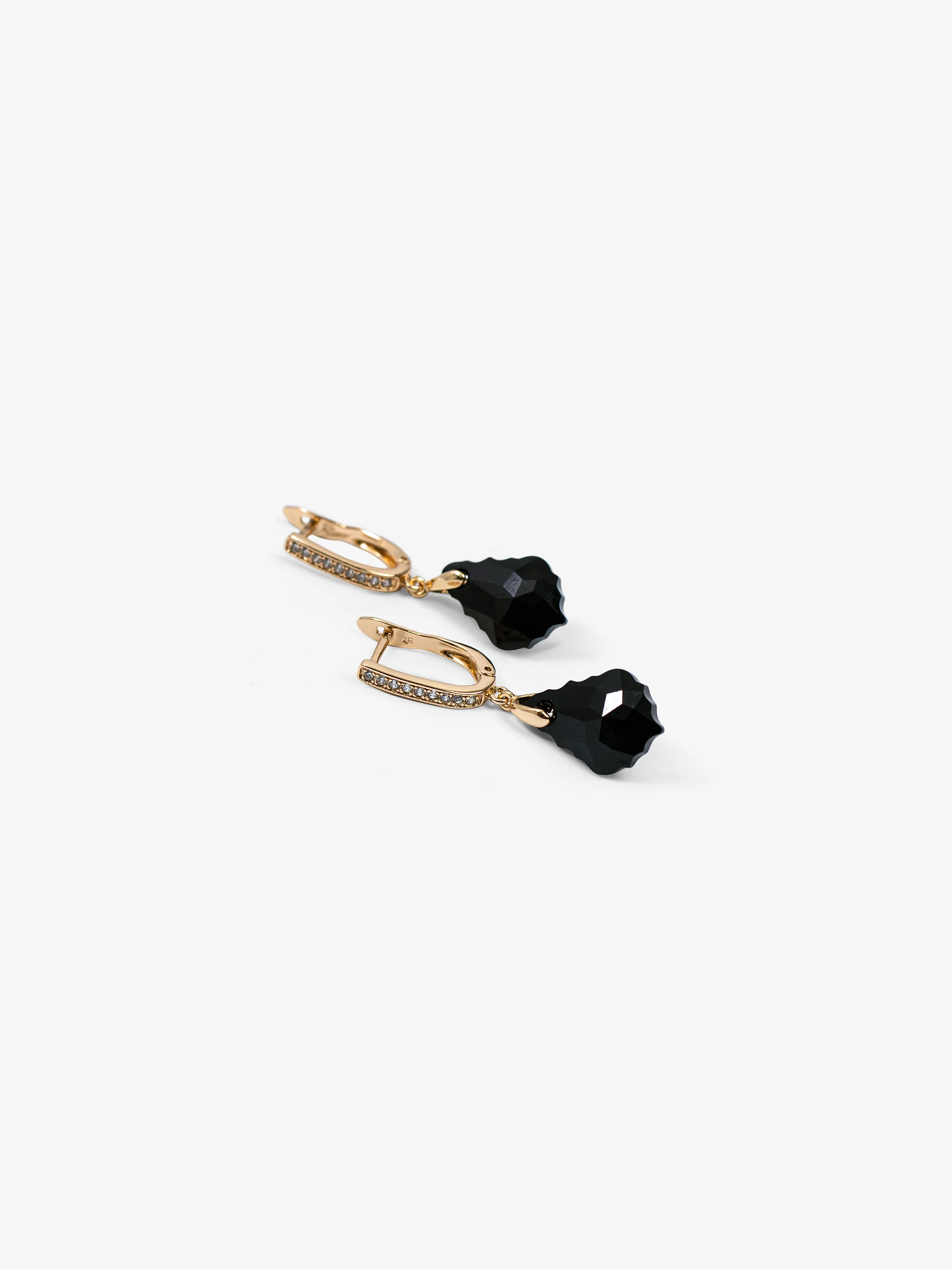 Obsidian Black & Gold Drop Earrings - EAWE5-082 - Image 2