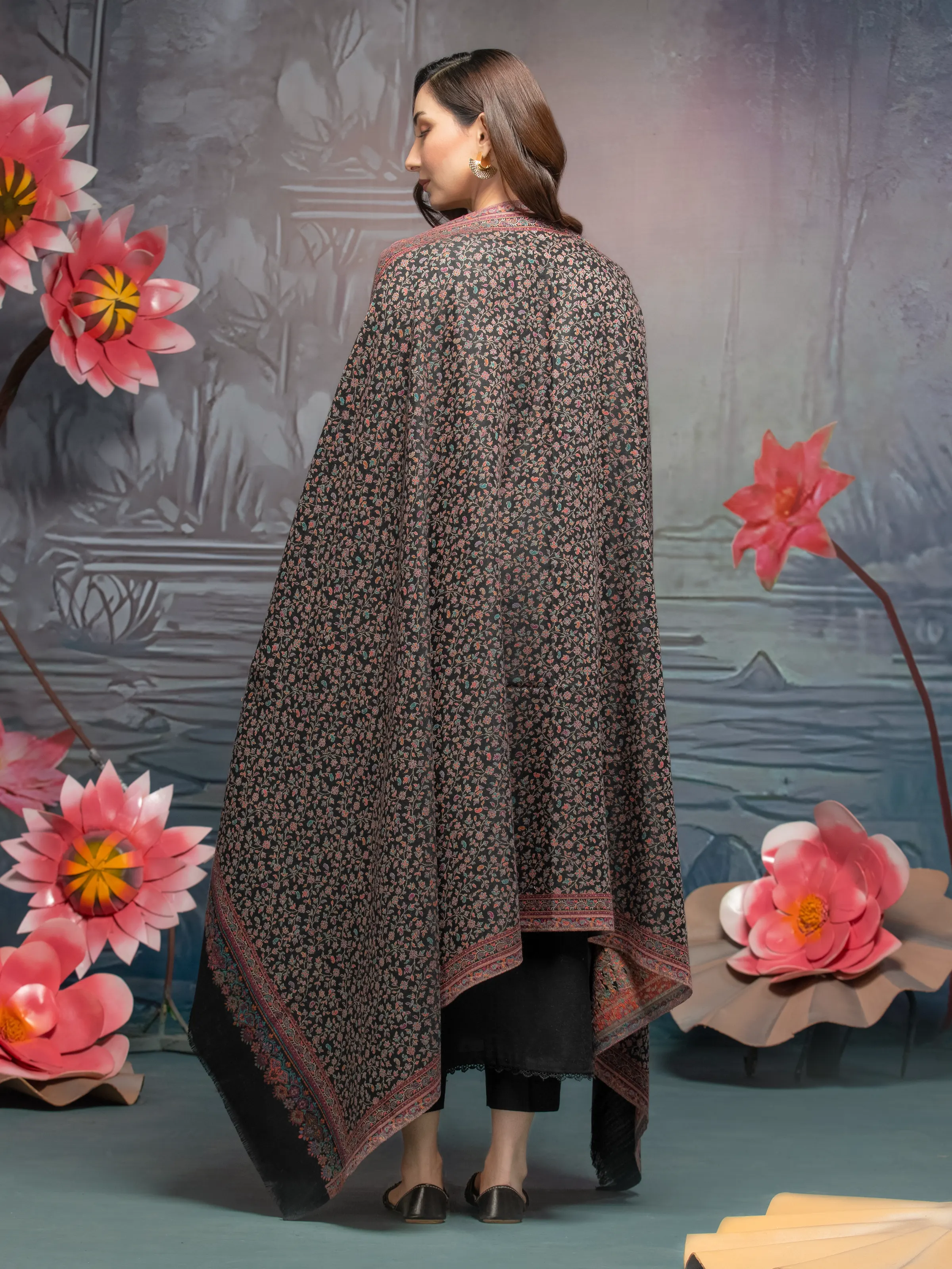 Pashmina Jacquard Zari Shawl - EWMS5-032 - Image 2