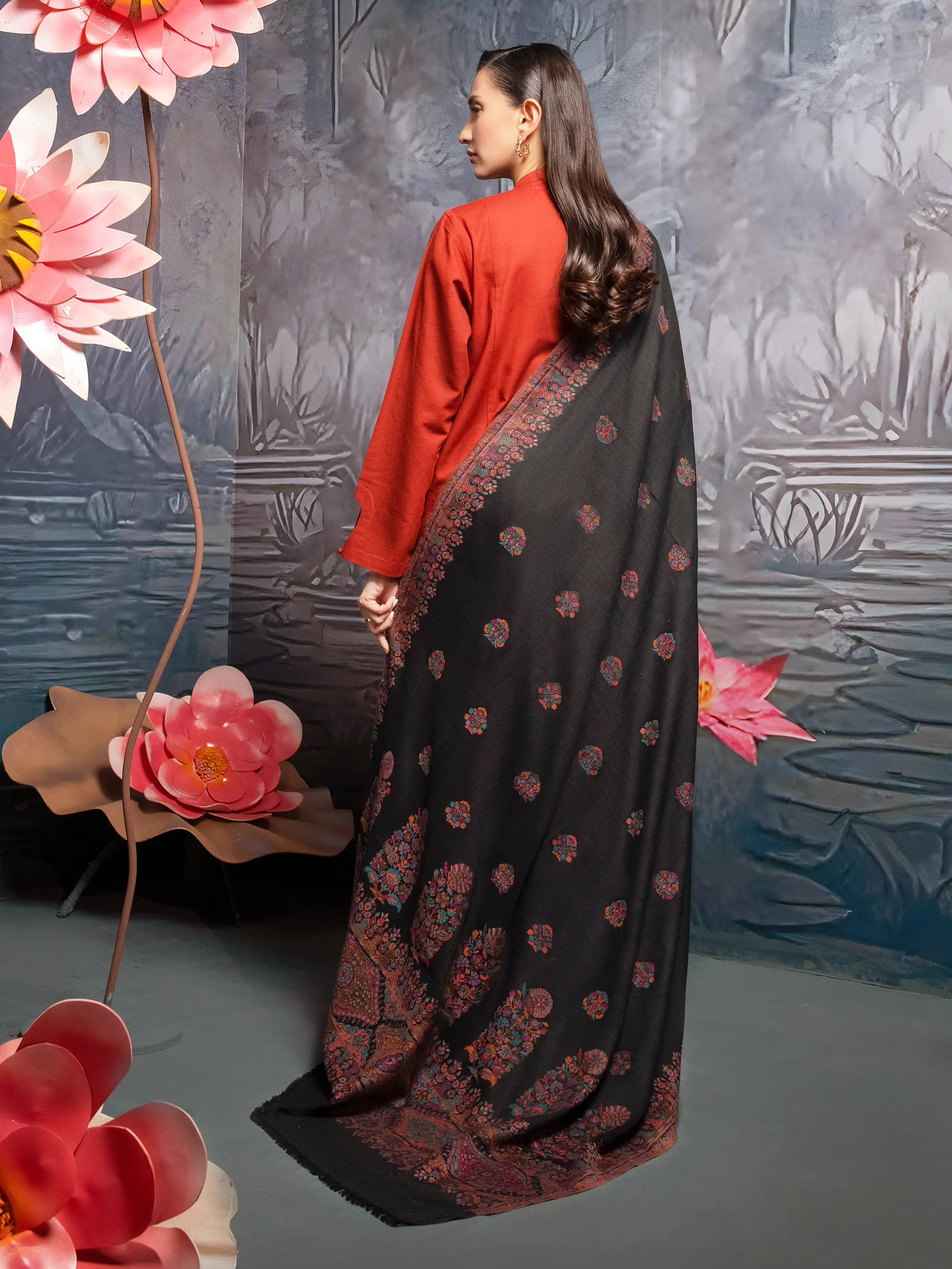 Pashmina Jacquard Zari Shawl - EWMS5-034 - Image 2