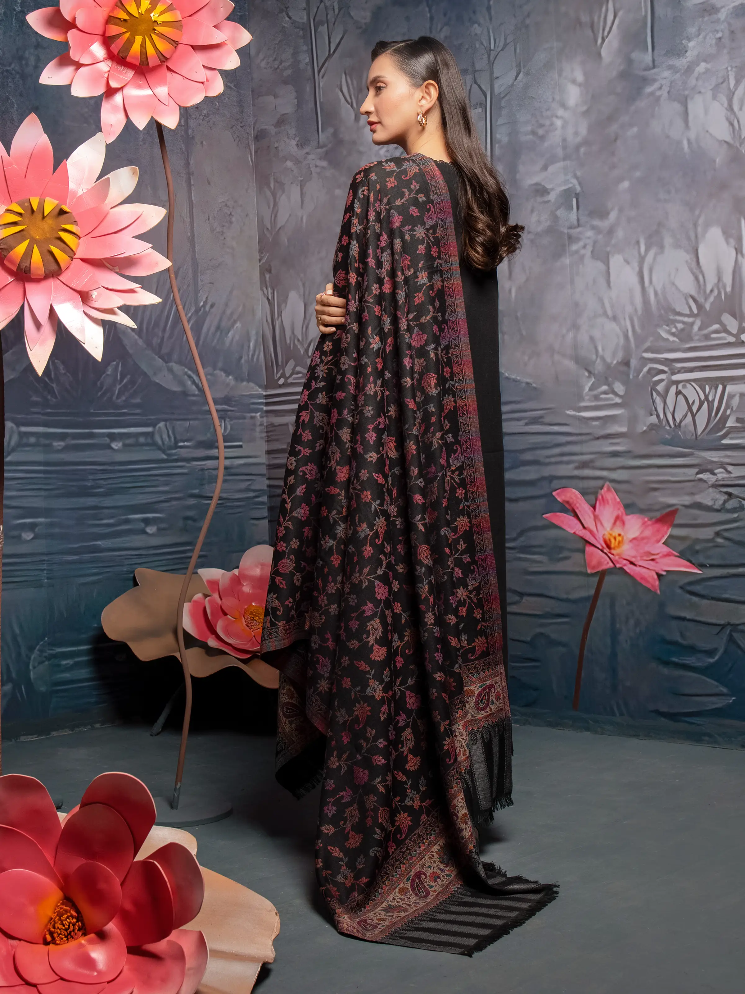 Pashmina Jacquard Zari Shawl - EWMS5-038 - Image 2