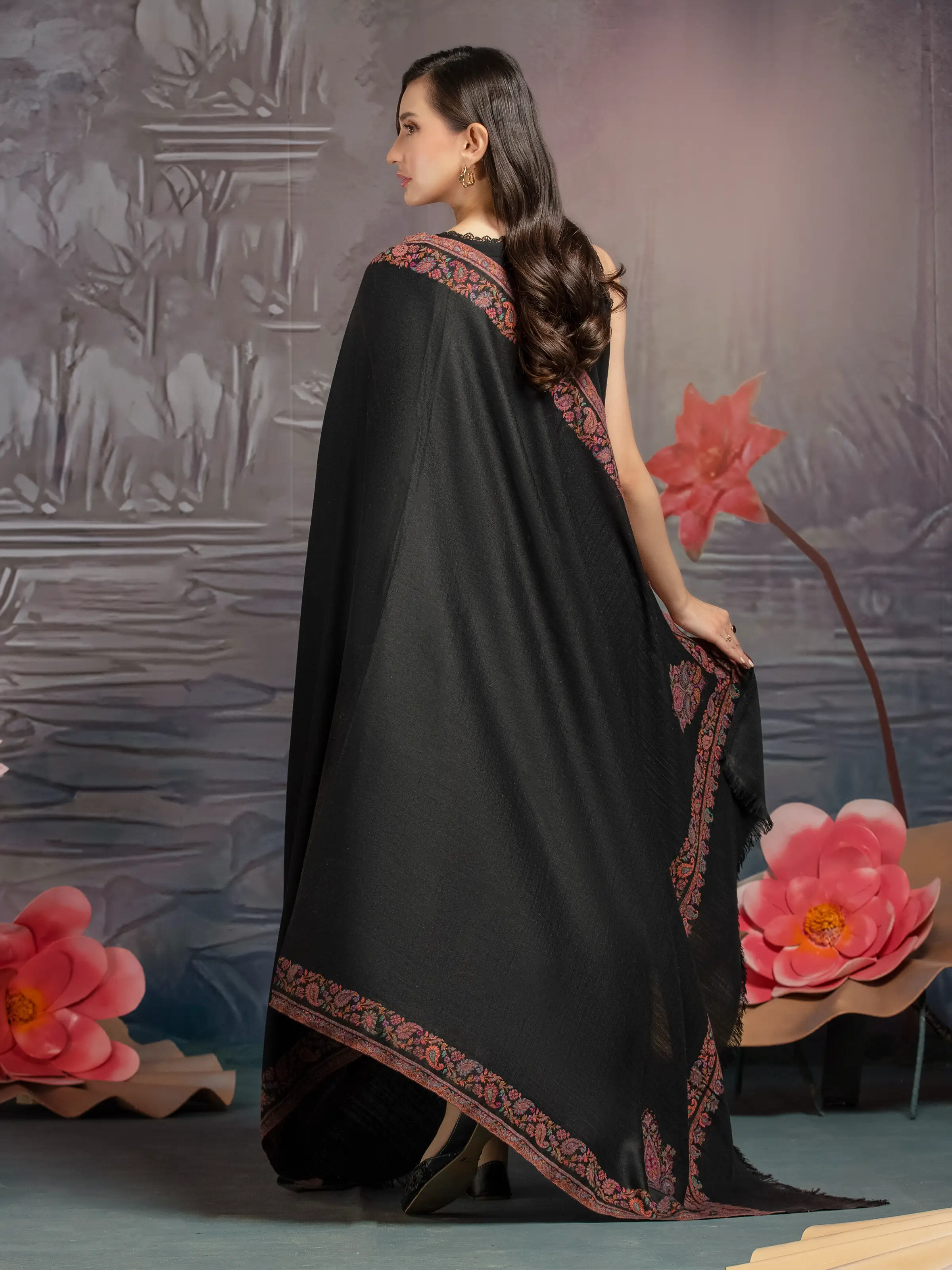 Pashmina Jacquard Zari Shawl - EWMS5-039 - Image 2