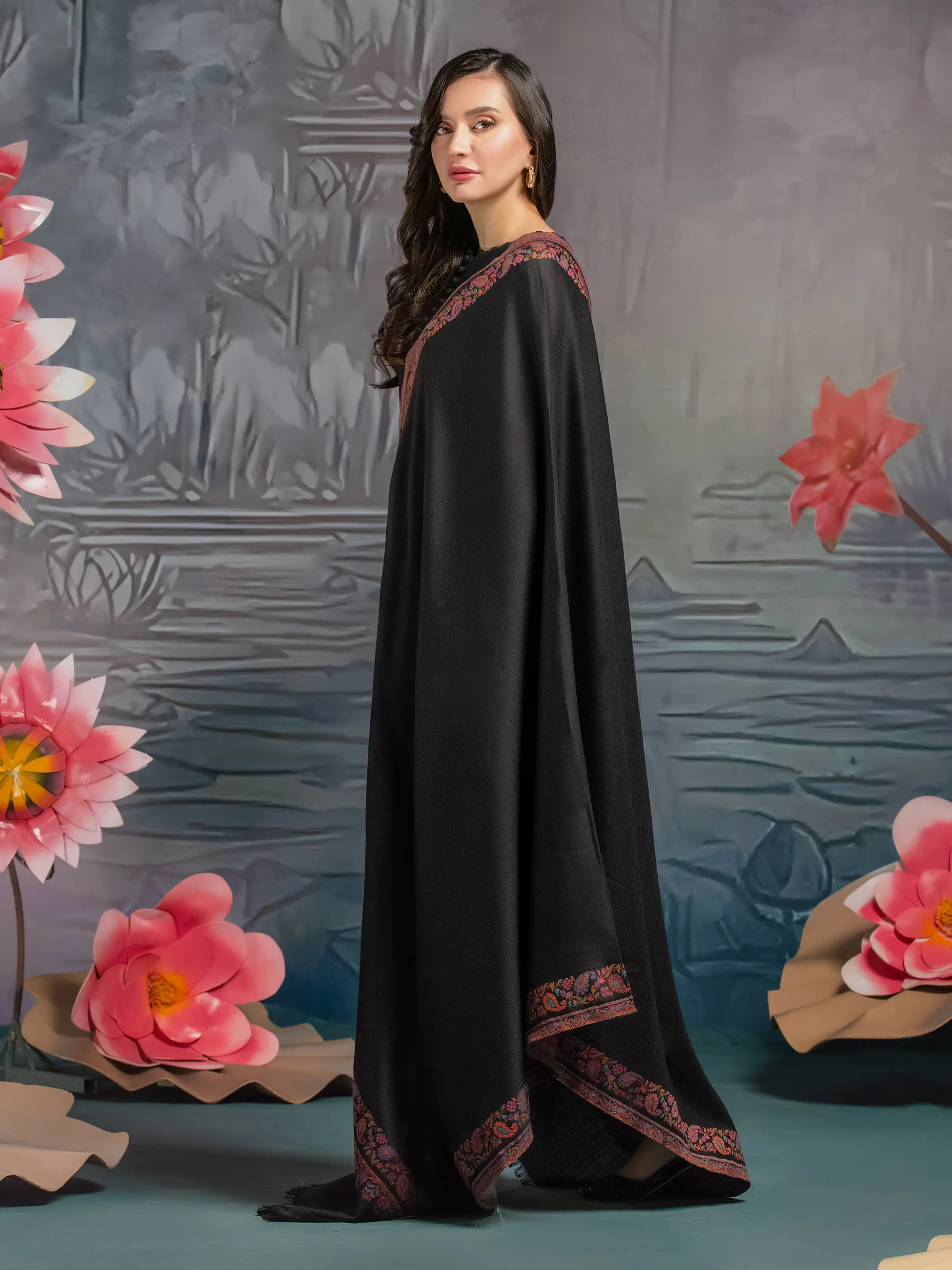 Pashmina Jacquard Zari Shawl - EWMS5-039 - Image 4