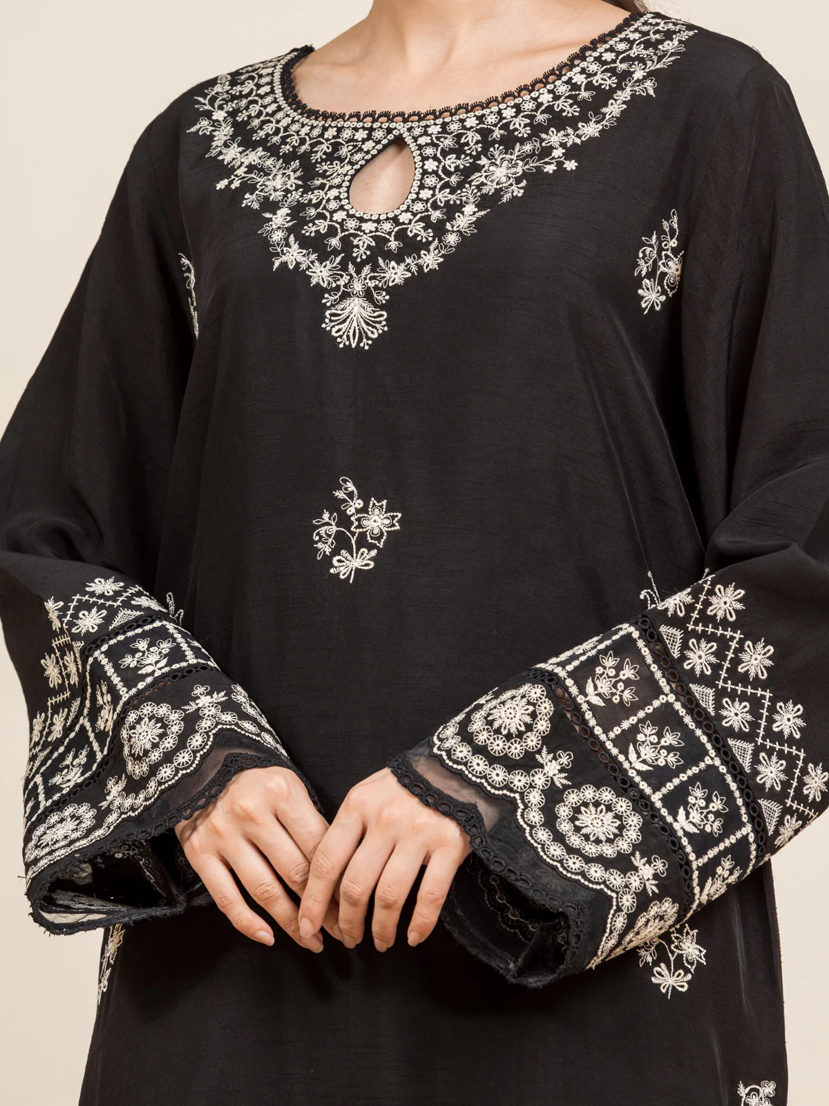 Unstitched Embroidered Raw Silk Suit - EWU24V16-30125-3P - Image 4