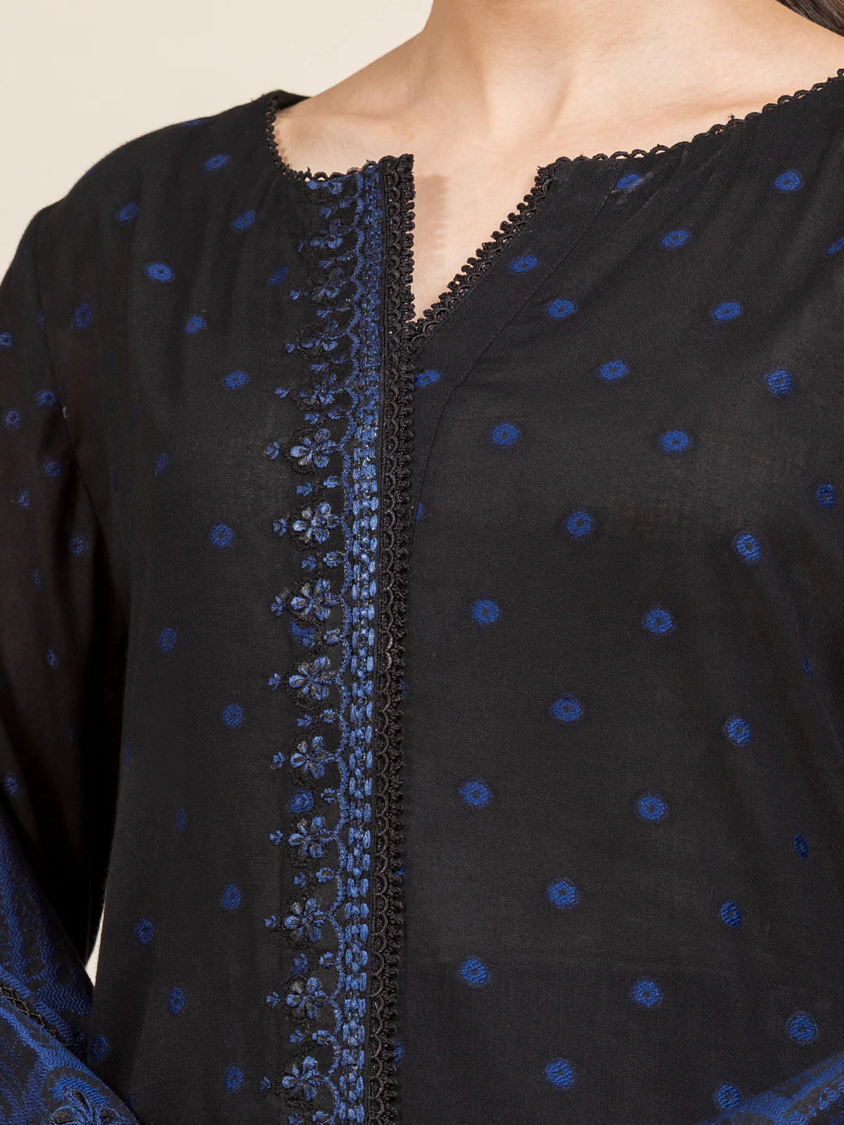 Unstitched Embroidered Jacquard Suit - EWU24V3-26621-3P - Image 2