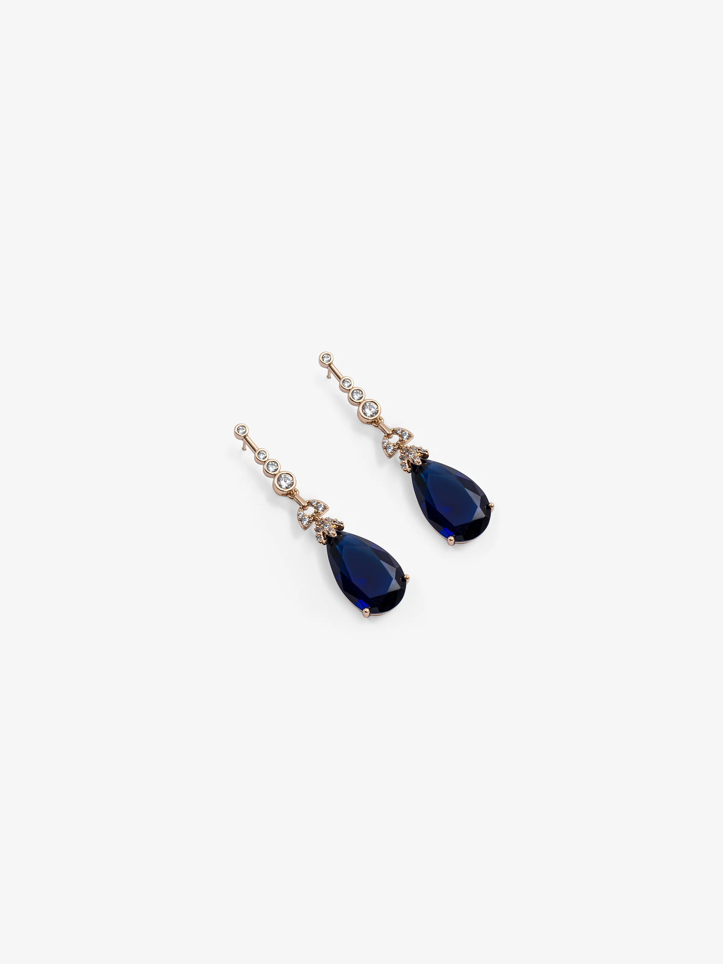 Gold & Blue Radiant Drop Earrings - EAWE5-063