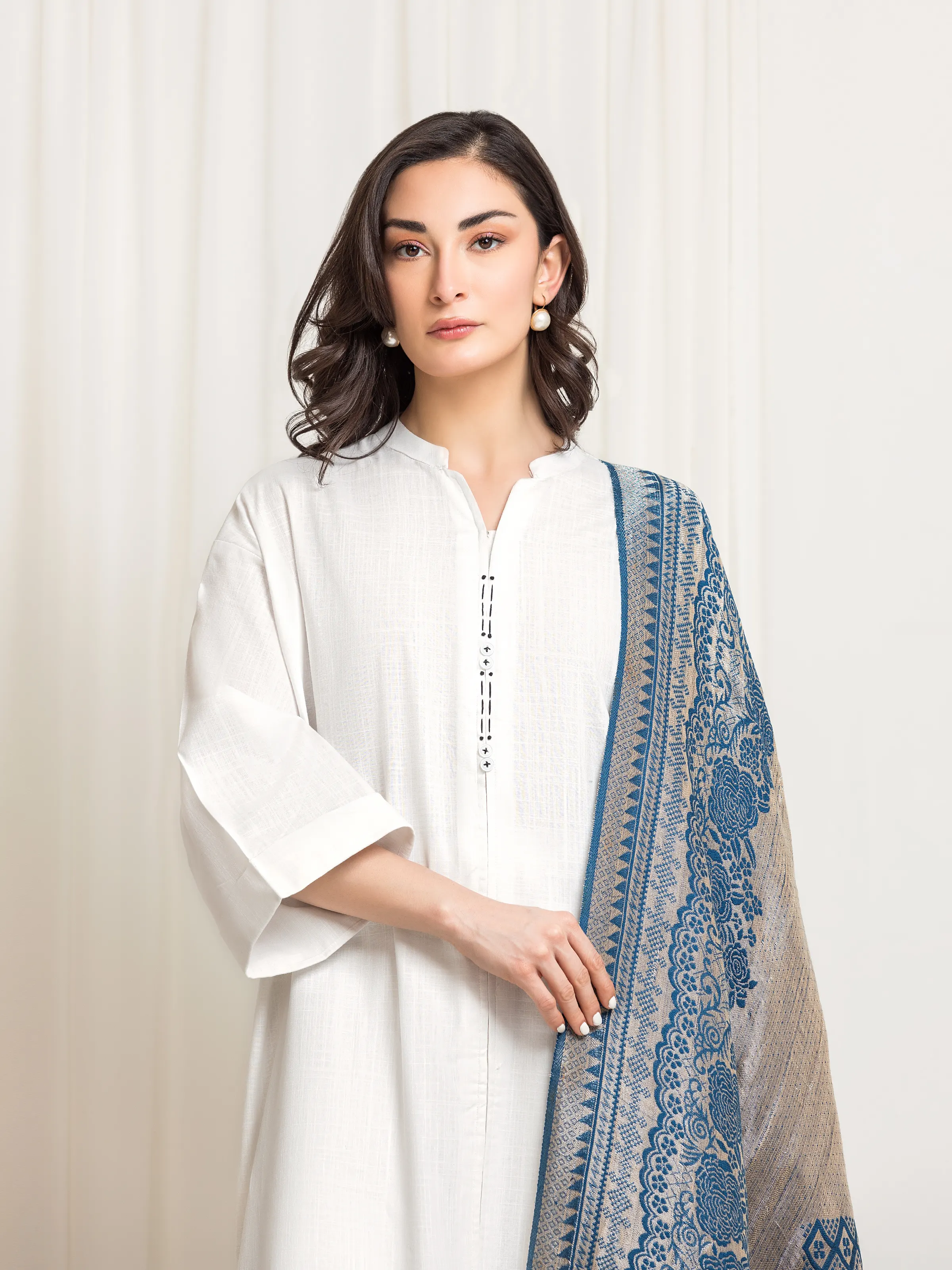 Women's Blue Shawl - EWMSJ5-005 - Image 2