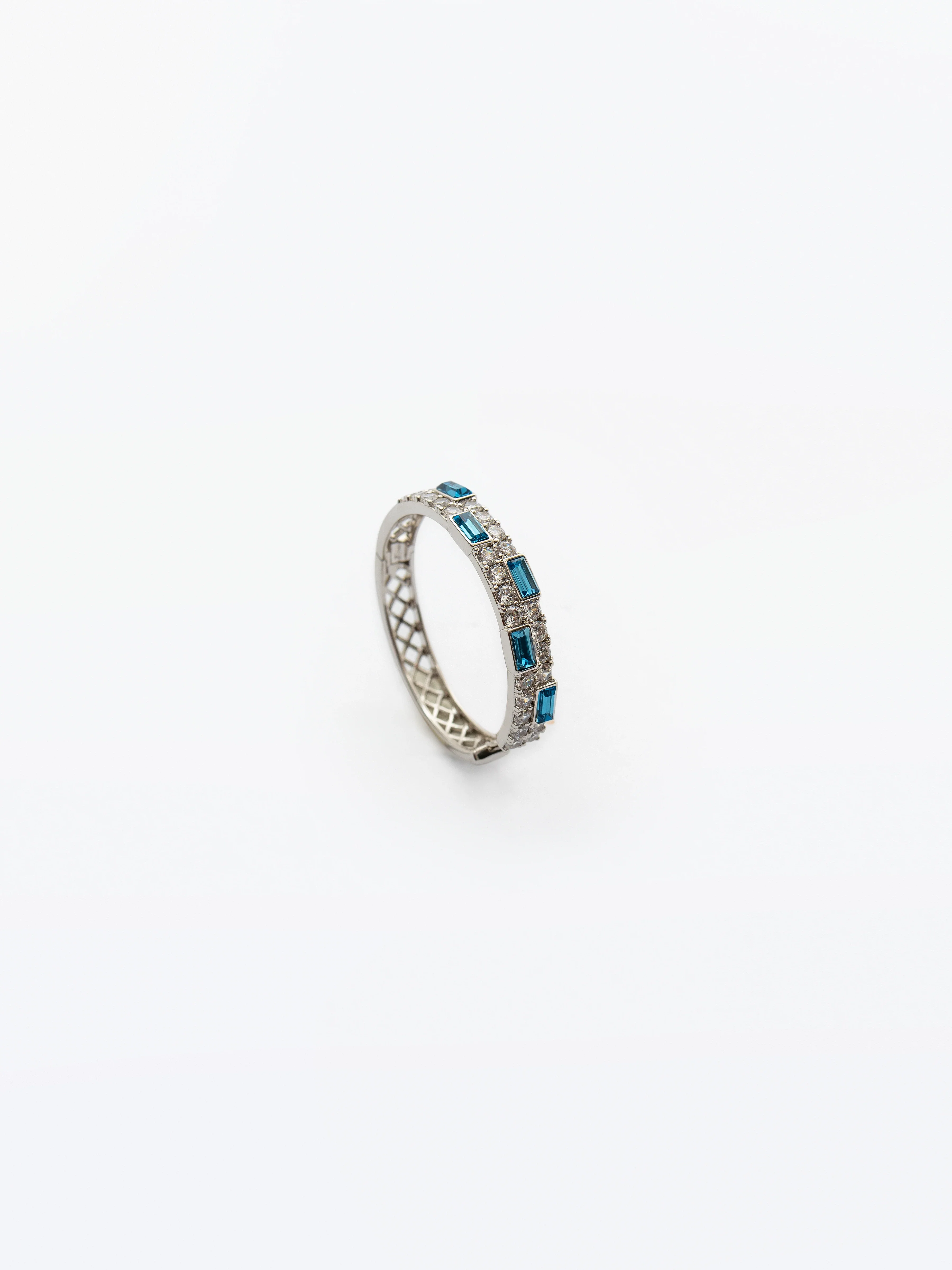 Sliver Blue Hoop Earrings - EAWE5-015 - Image 2
