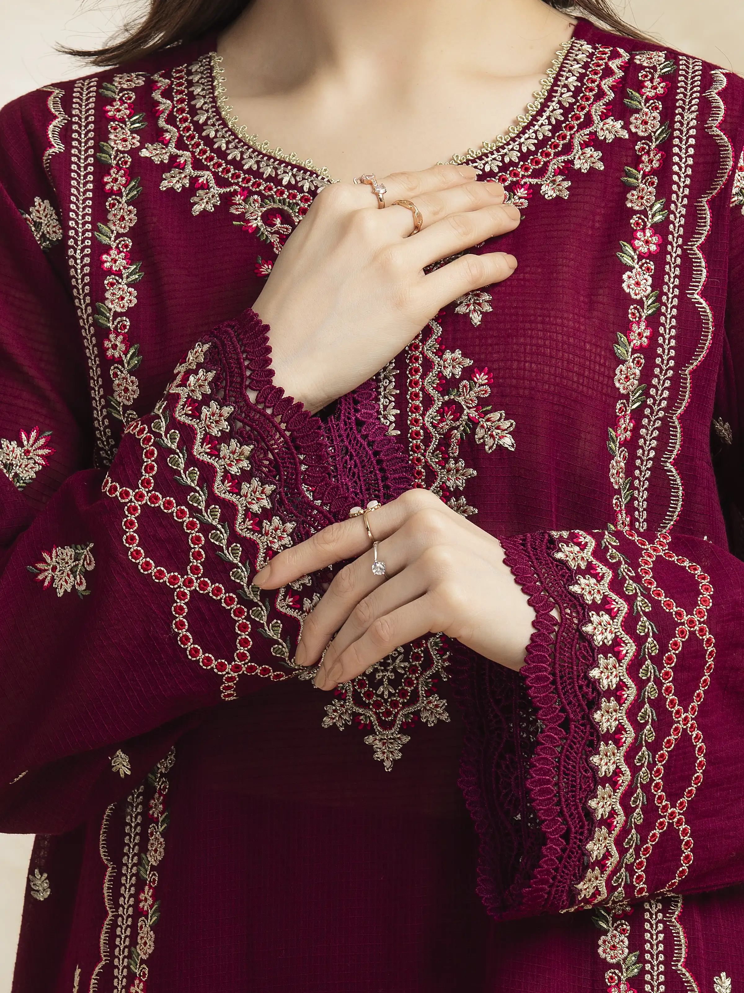 Unstitched Embroidered Lawn Suit - EWU5V1-31235-3P - Image 5
