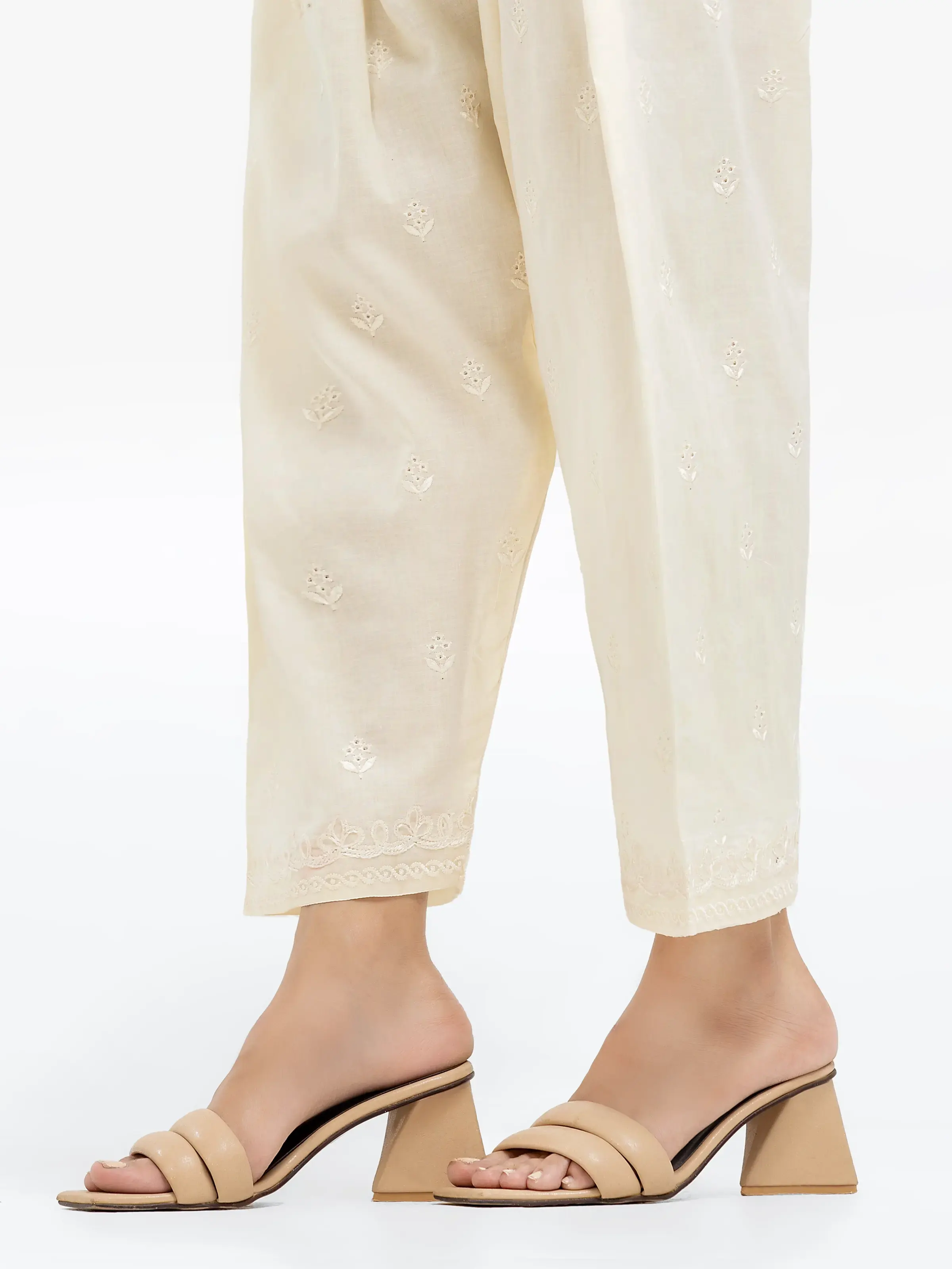 Women's Cream Shalwar - EWBSE24-00002 - Image 2