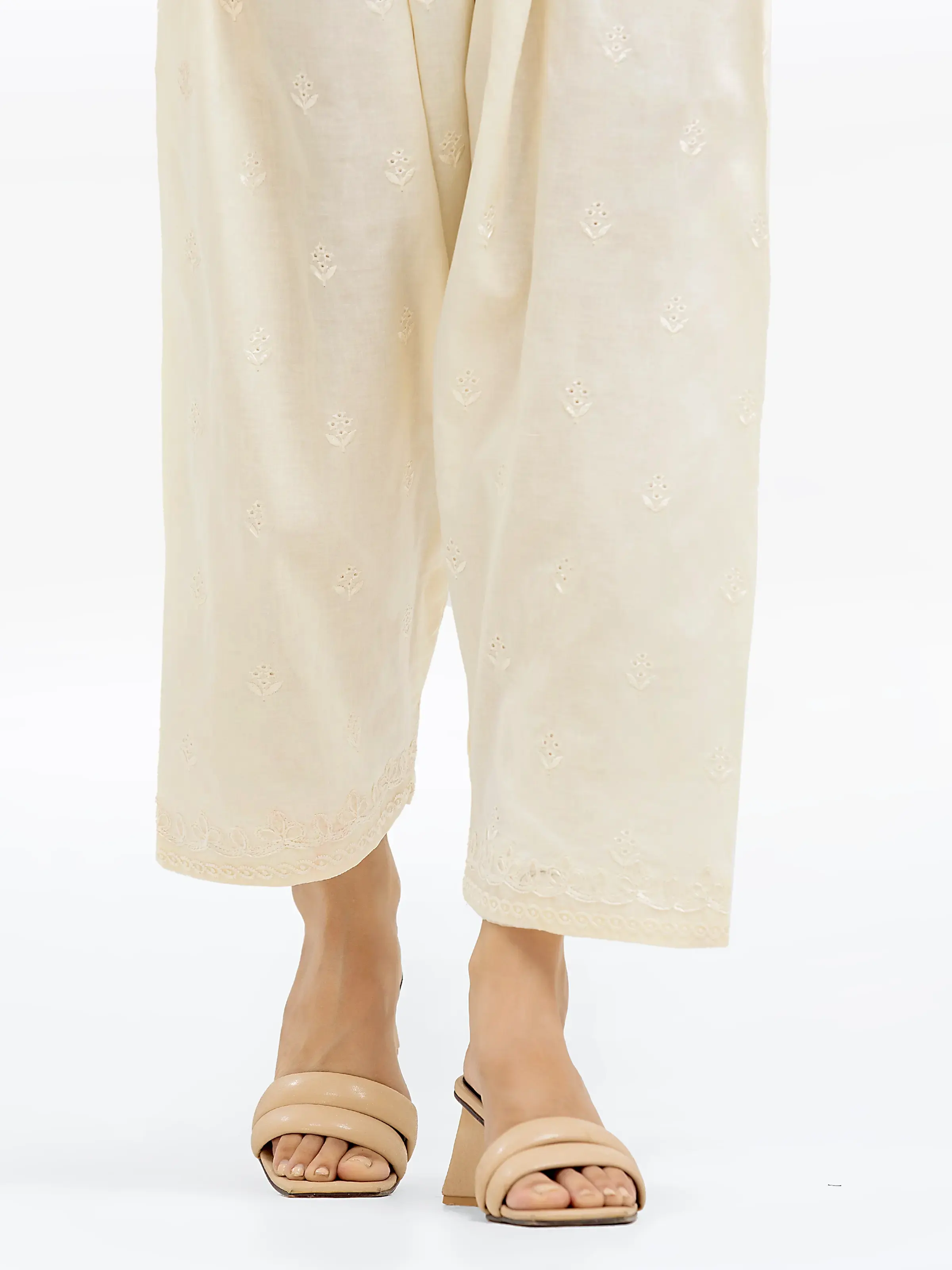 Women's Cream Shalwar - EWBSE24-00002 - Image 3