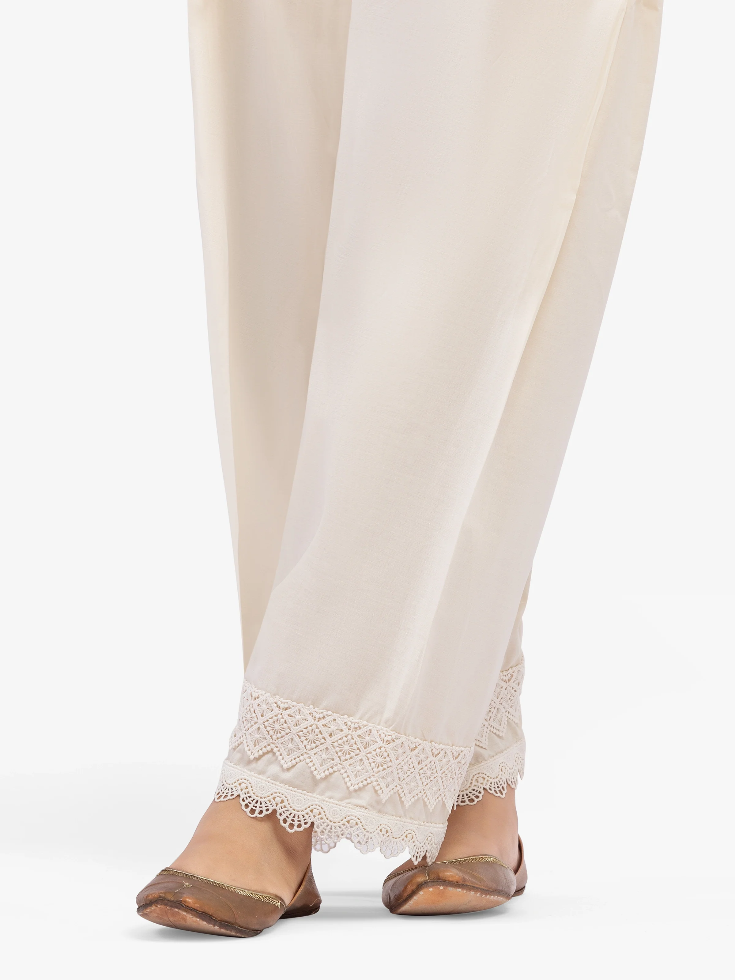 Women's Cream Shalwar - EWBSEB5-00007 - Image 4