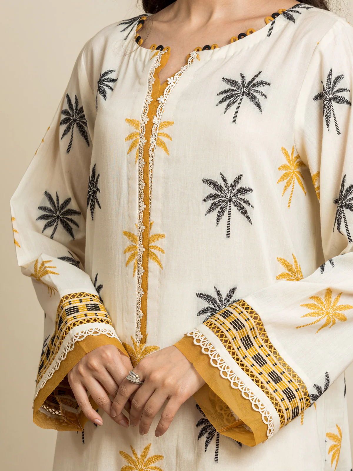 Unstitched Embroidered Jacquard Suit - EWU24V3-30053-3P - Image 2