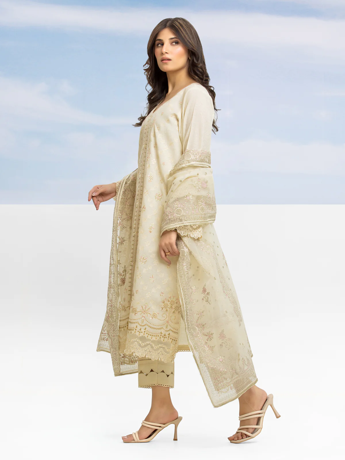 Unstitched Embroidered Dobby Shirt Trouser - EWU24V7-28637ST - Image 5