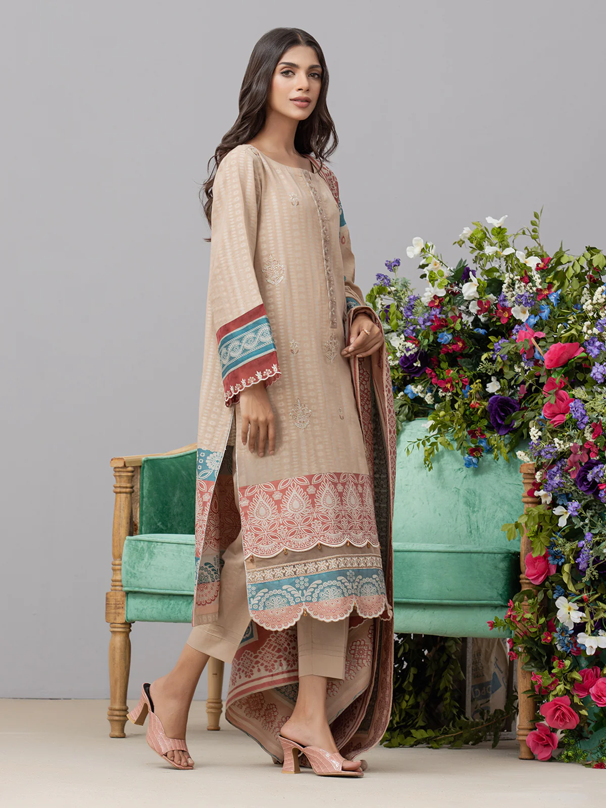 Unstitched Embroidered Jacquard Suit - EWU24V3-26734-3P - Image 3