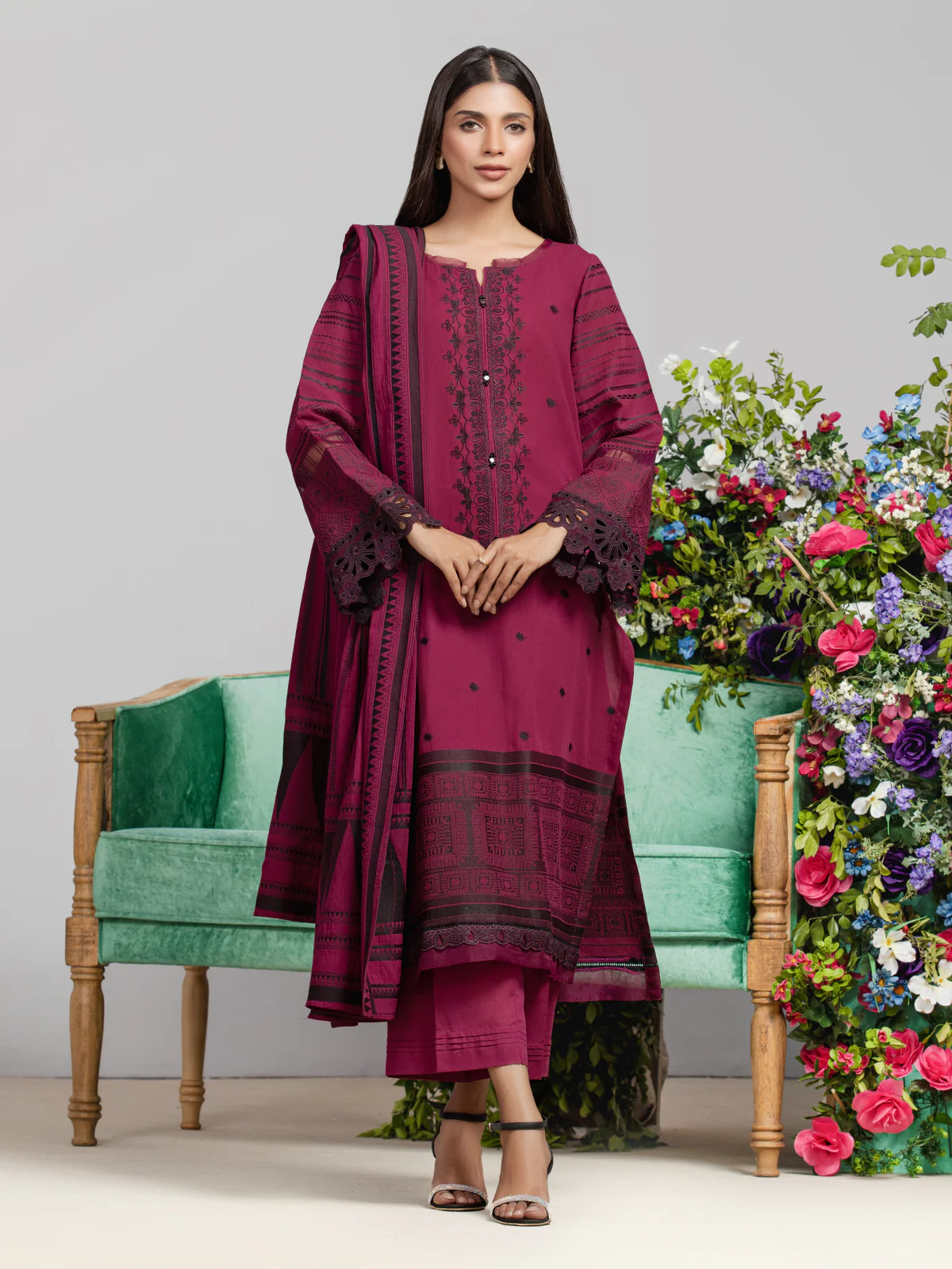 Unstitched Embroidered Jacquard Suit - EWU24V3-26751-3P