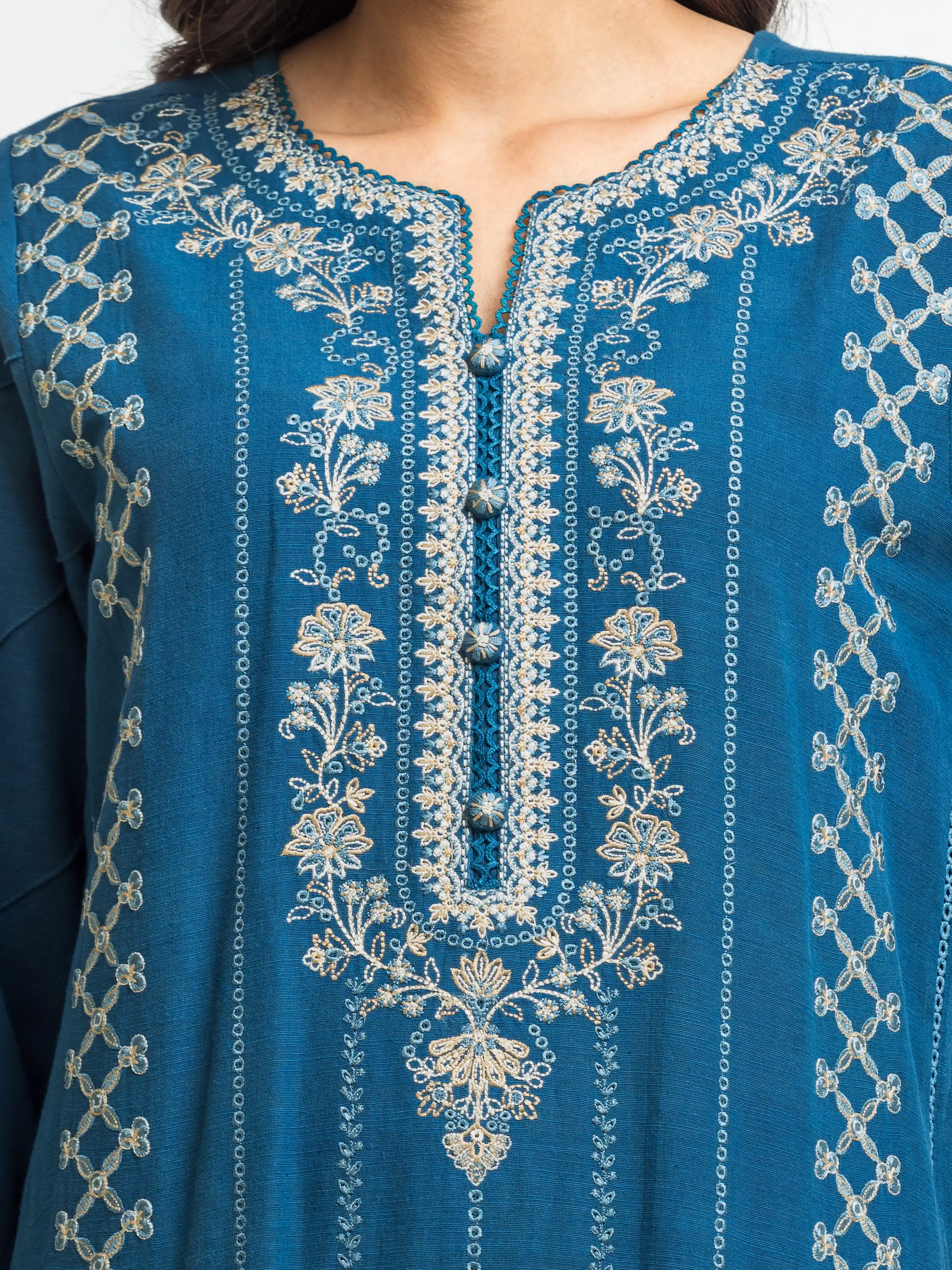 Unstitched Embroidered Khaddar Suit - EWU24V11-30310-3P - Image 3