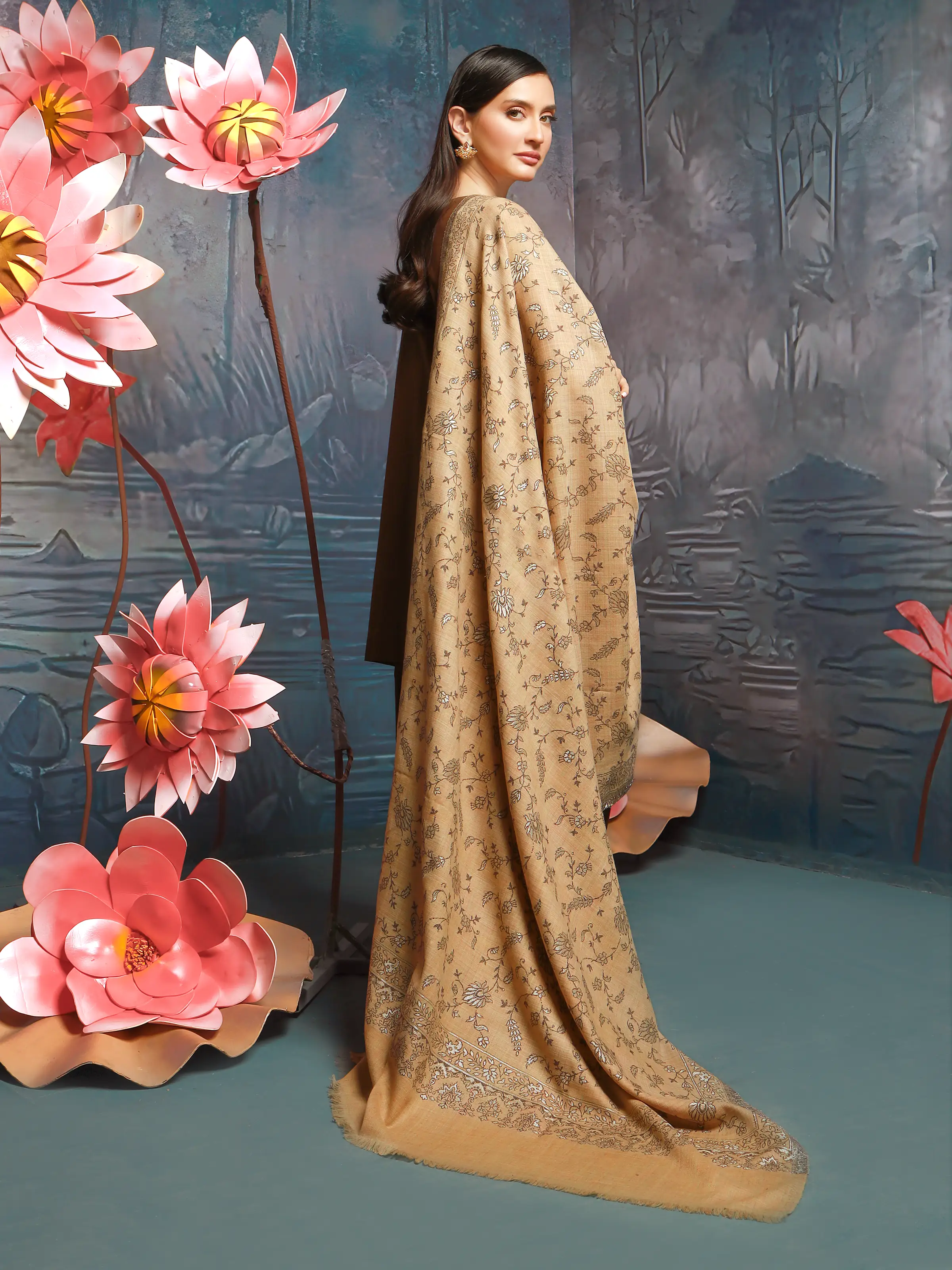 Pashmina Jacquard Zari Shawl - EWMS5-007 - Image 2