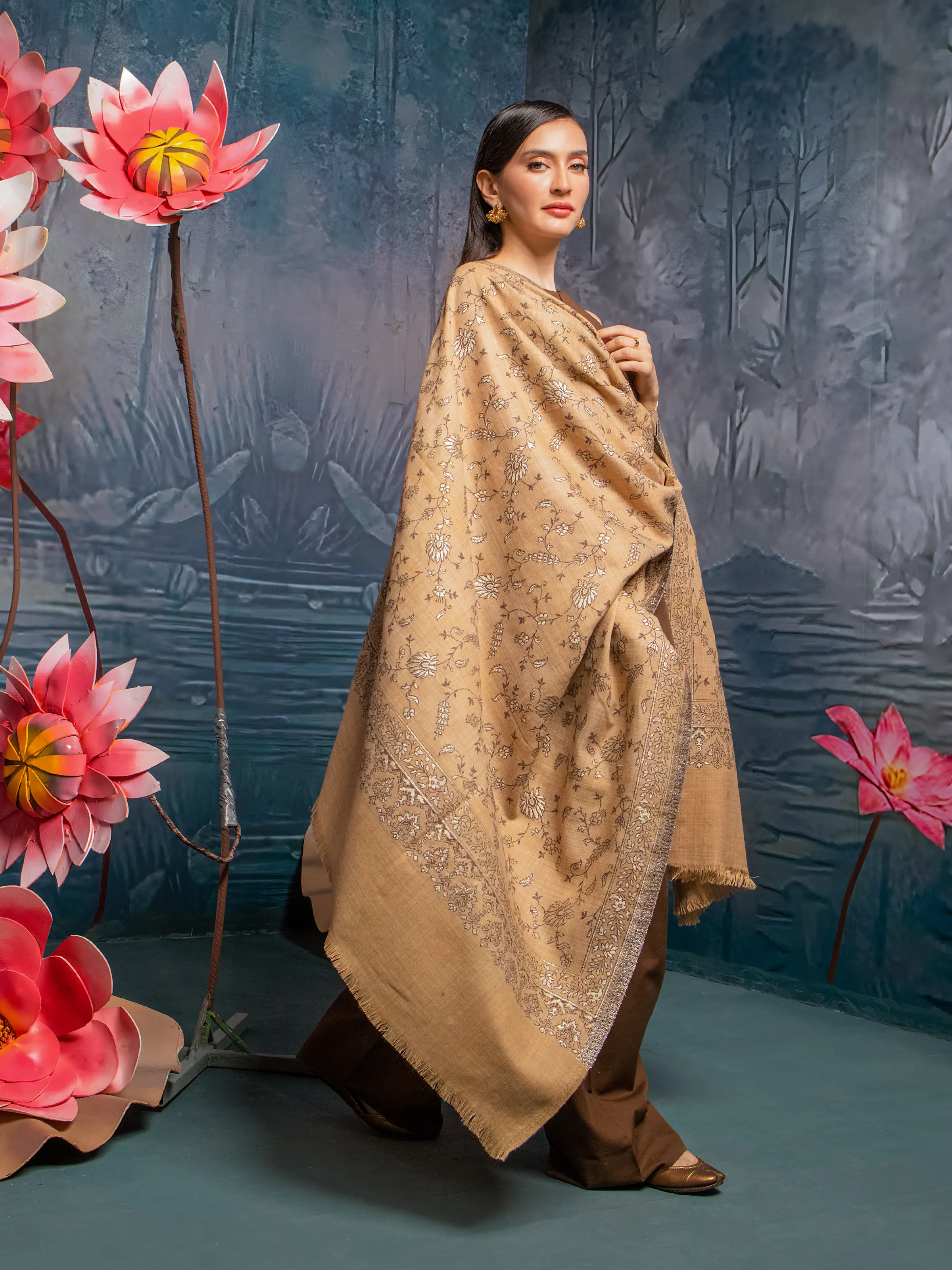 Pashmina Jacquard Zari Shawl - EWMS5-007 - Image 4