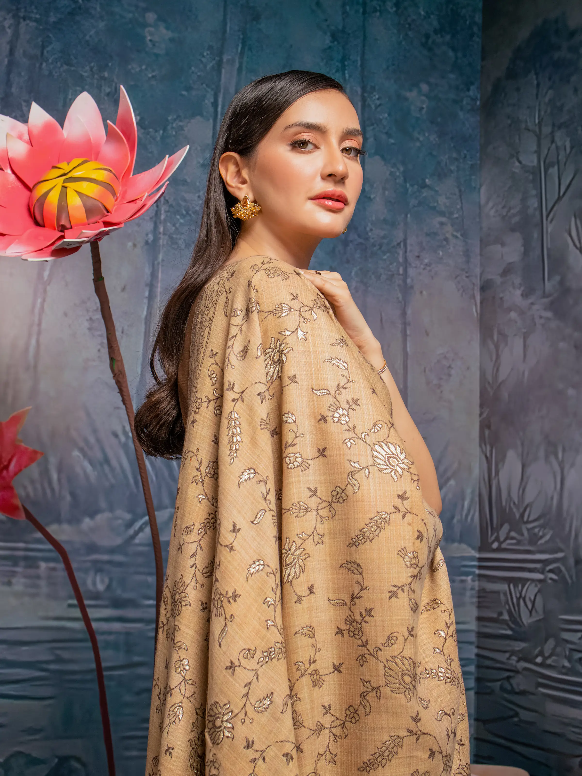 Pashmina Jacquard Zari Shawl - EWMS5-007 - Image 5