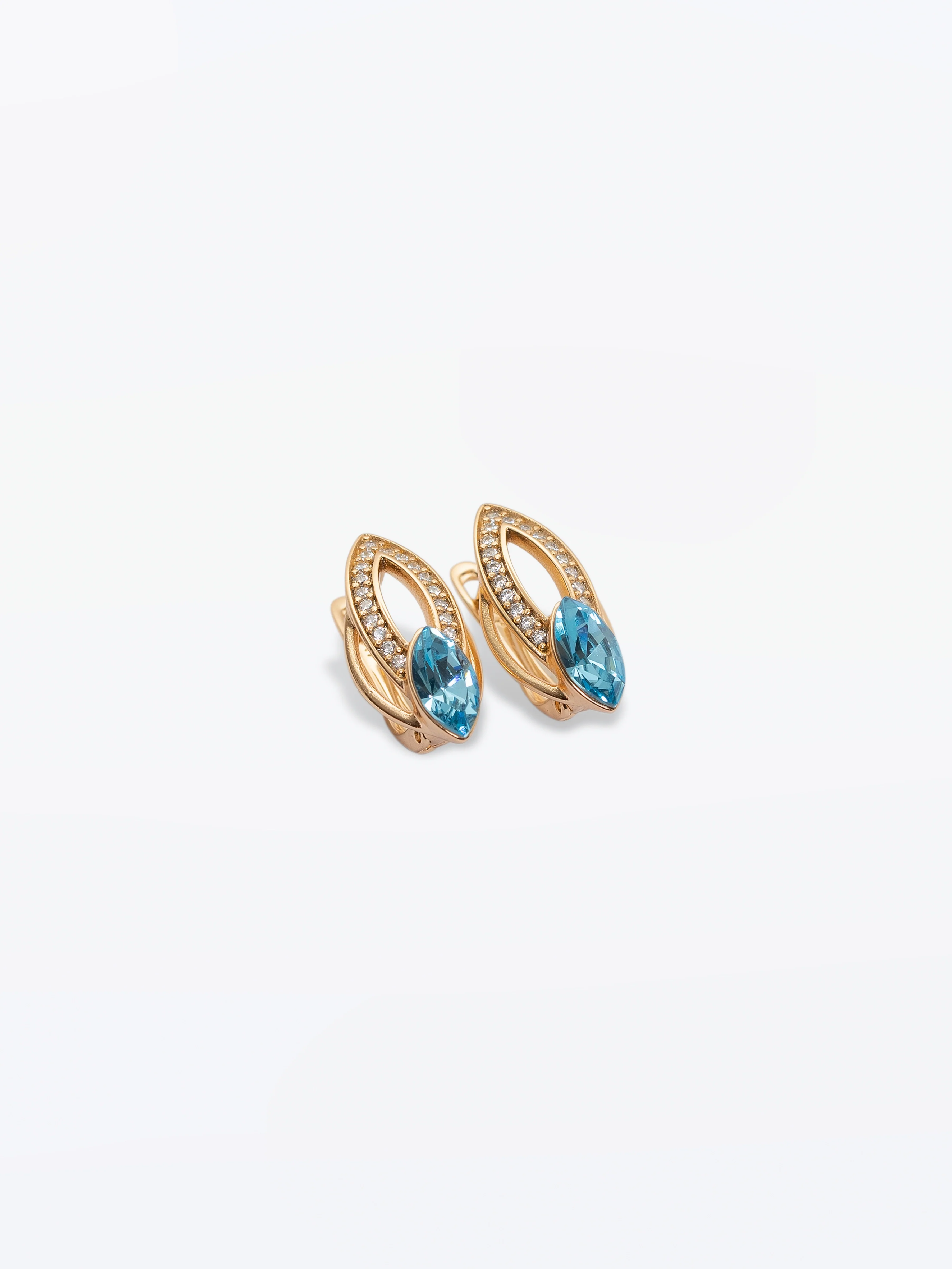 Golden Sparkle Blue Stone Earrings - EAWE5-039