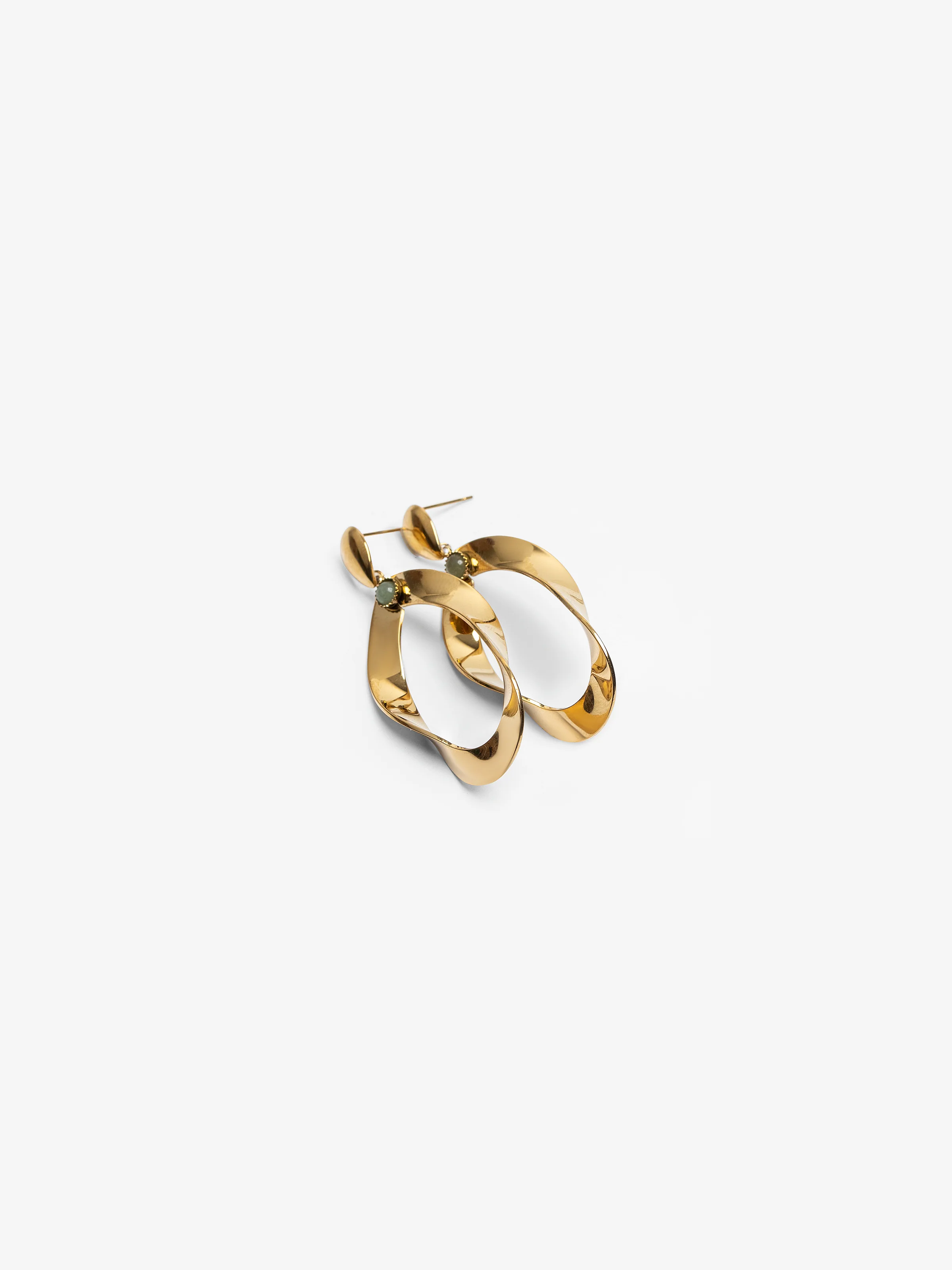 Golden Sunlit Swirl Hoops - EAWE5-059 - Image 2