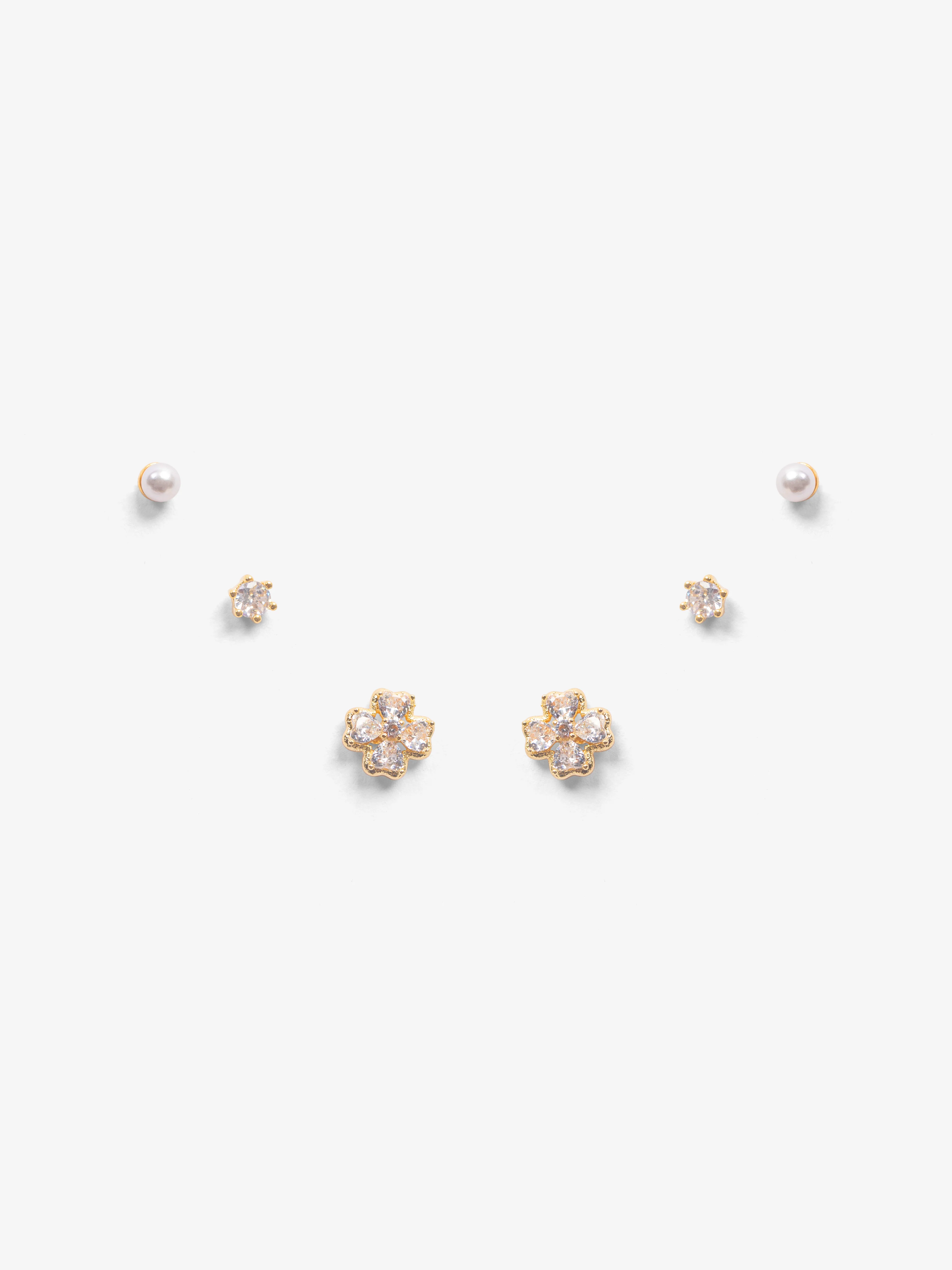 Star & Orb Gold Stud Set Earrings - EAWE5-109