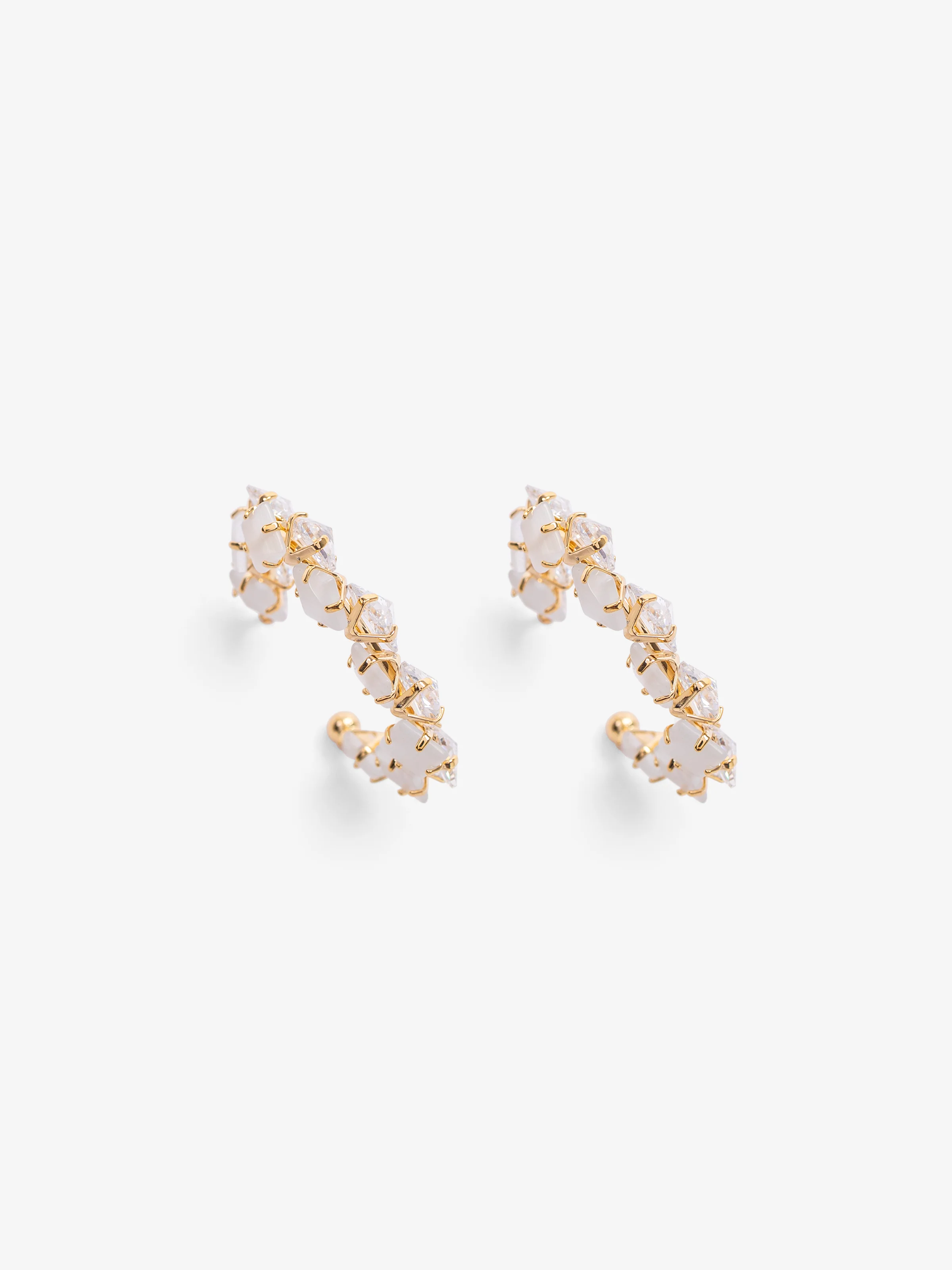 Embellished Zircon Hoop Earrings - EAWE5-130