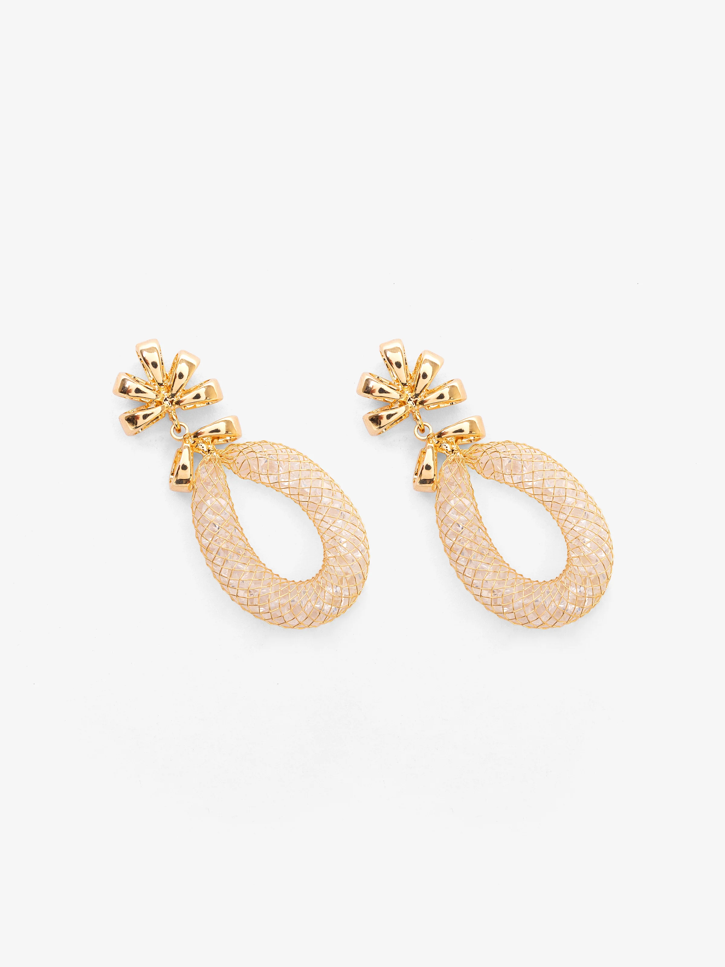 Gold Textured Teardrop Earrings - EAWE5-131