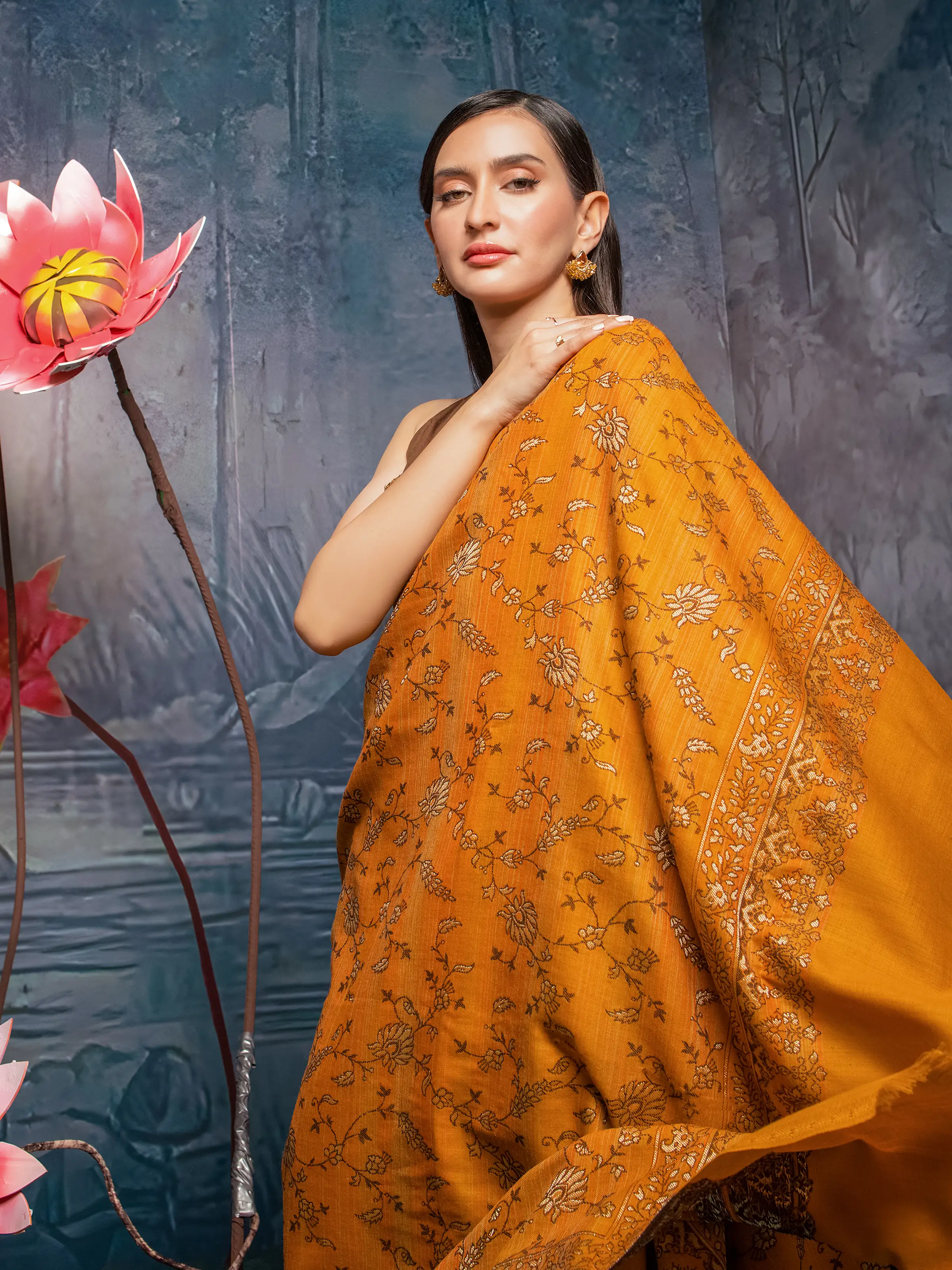 Pashmina Jacquard Zari Shawl - EWMS5-006 - Image 3