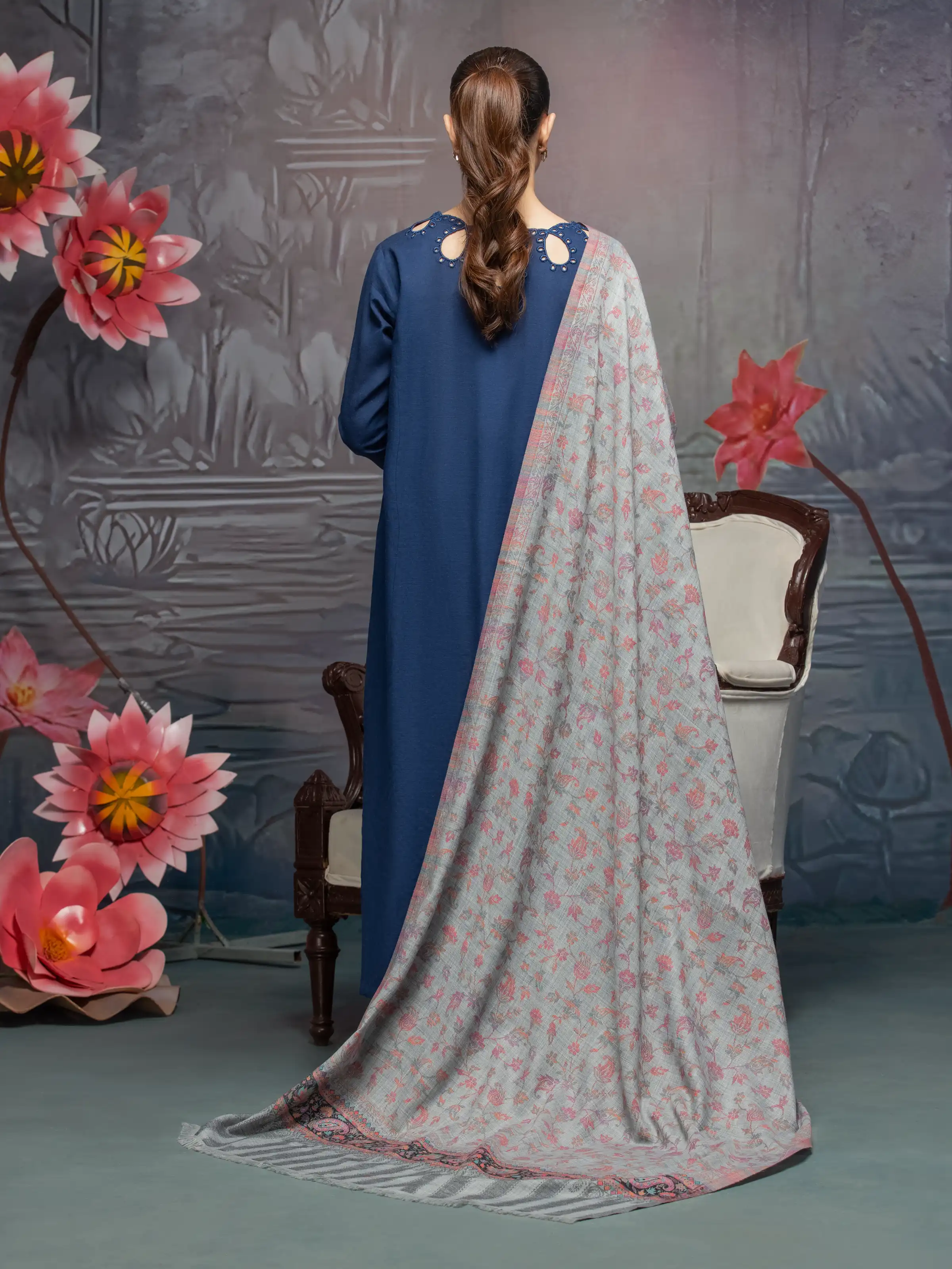 Pashmina Jacquard Zari Shawl - EWMS5-022 - Image 2