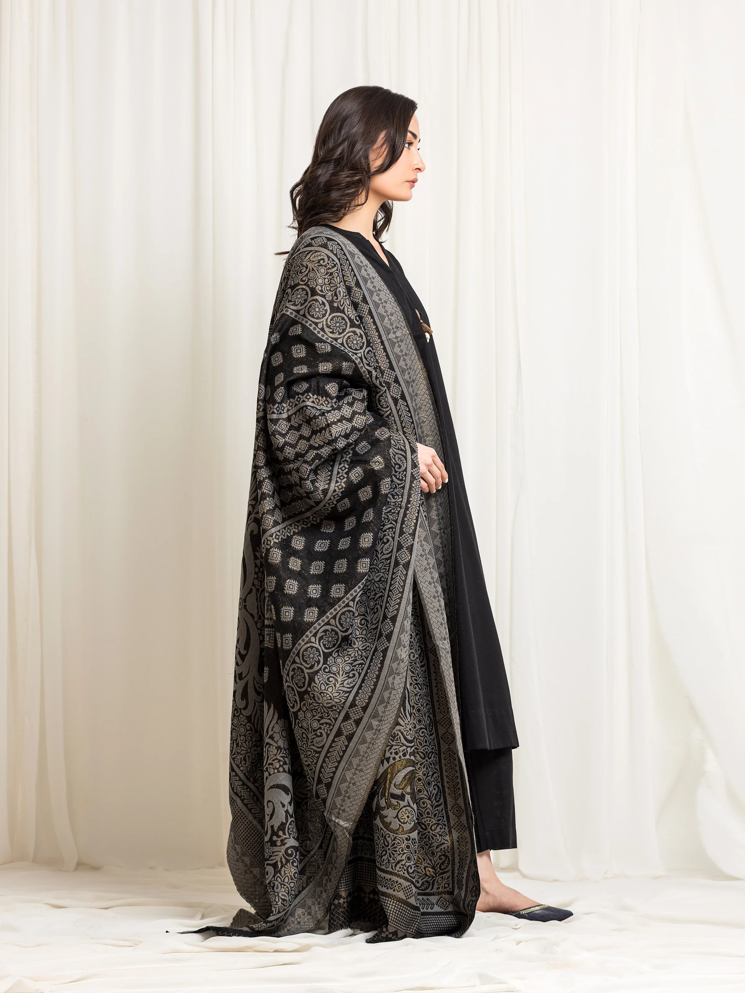 Women's Grey Shawl - EWMSJ5-007 - Image 3