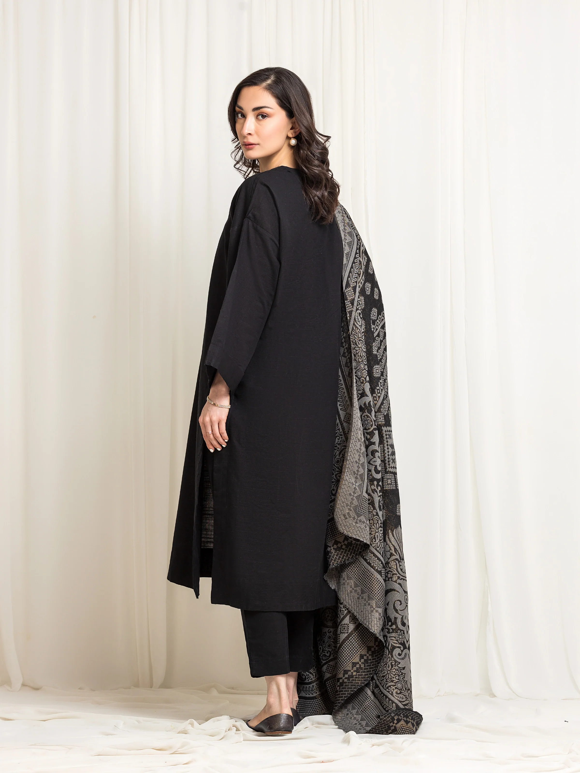 Women's Grey Shawl - EWMSJ5-007 - Image 4