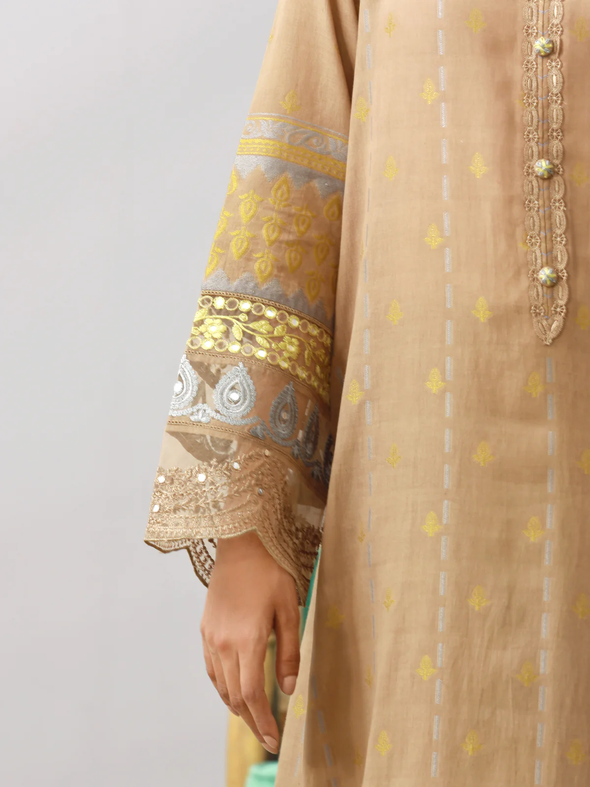 Unstitched Embroidered Jacquard Suit - EWU24V3-26753-3P - Image 3