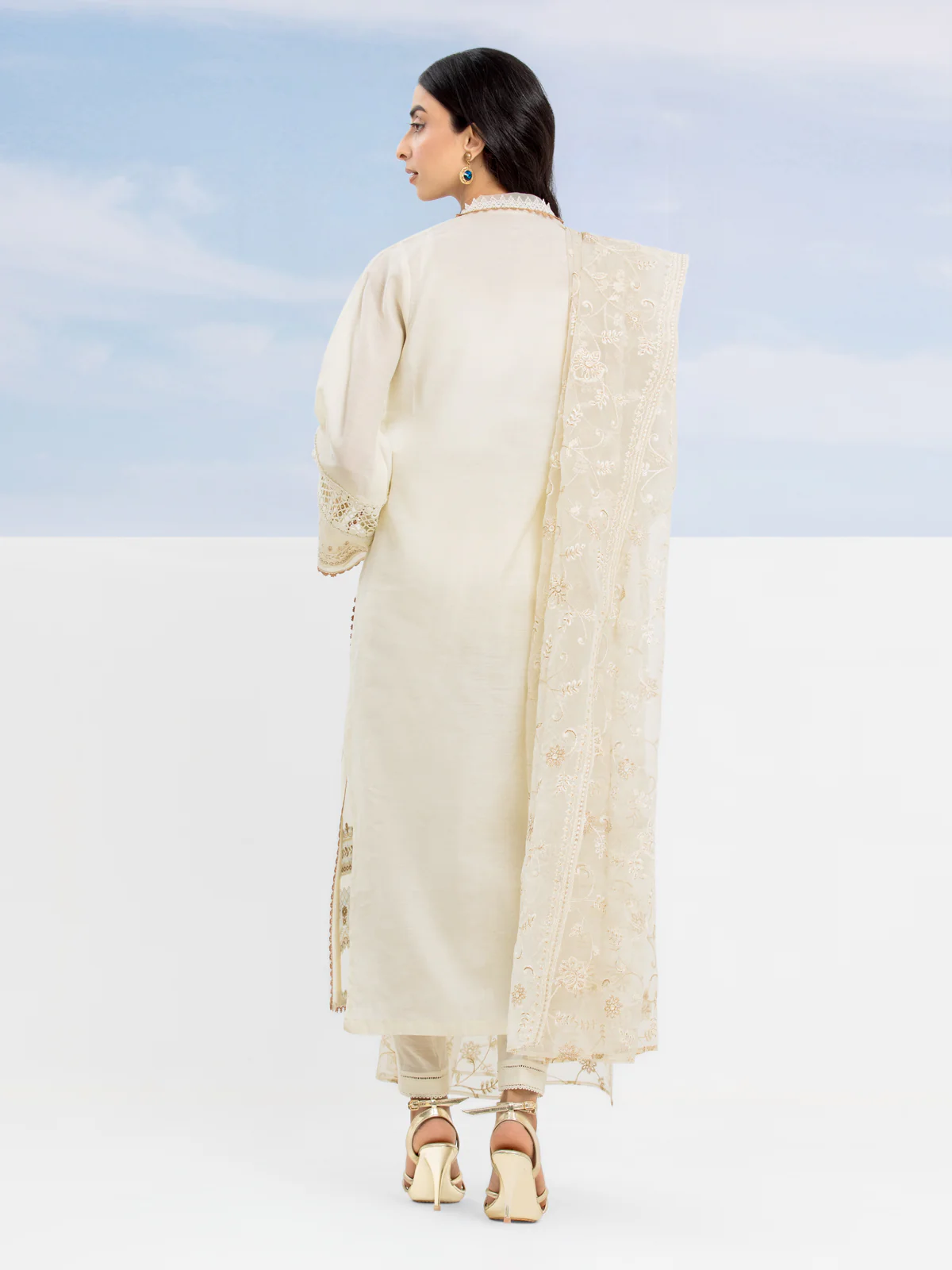 Unstitched Embroidered Chanderi Suit - EWU24V6-30116-3P - Image 2