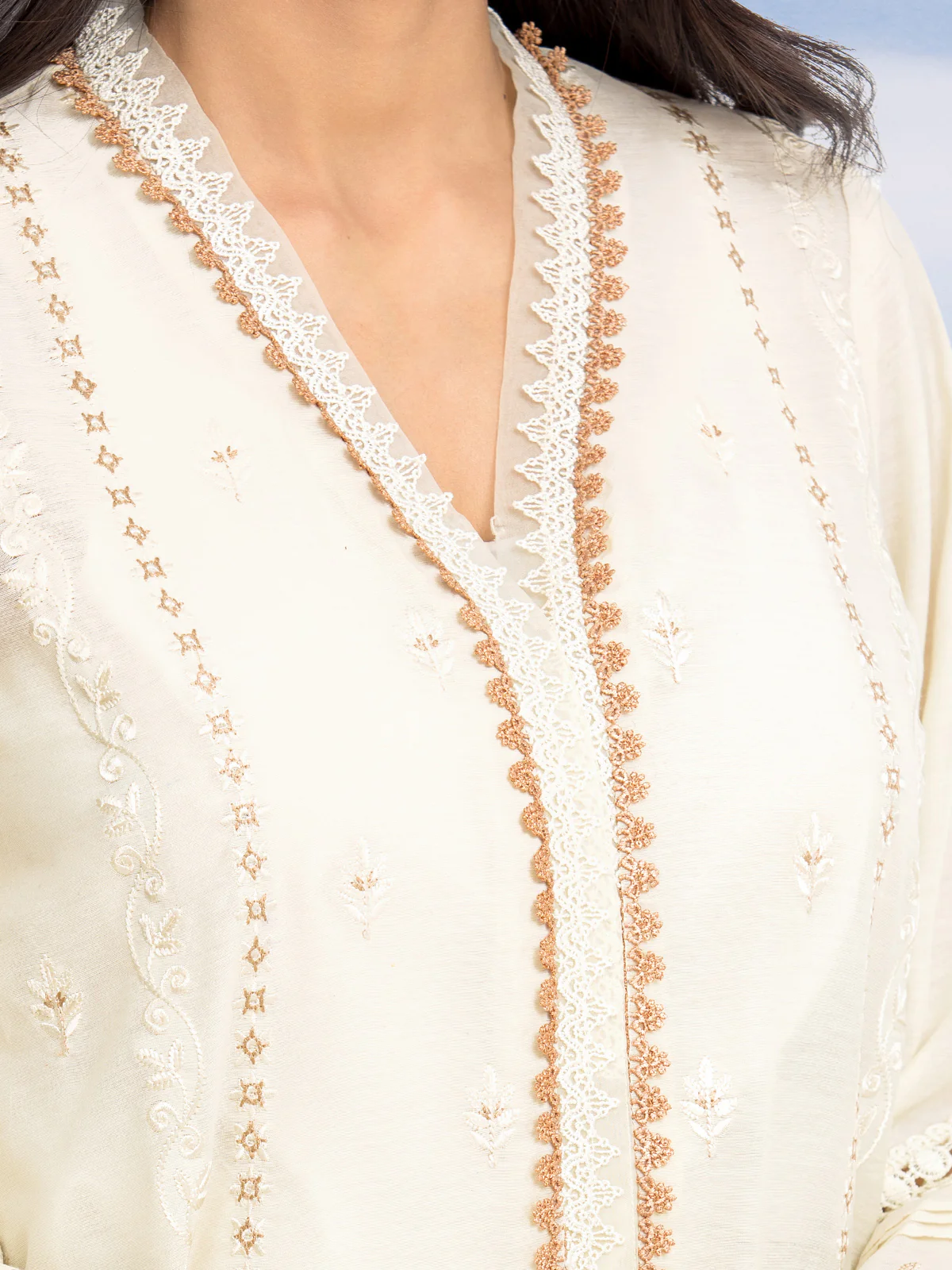 Unstitched Embroidered Chanderi Suit - EWU24V6-30116-3P - Image 4