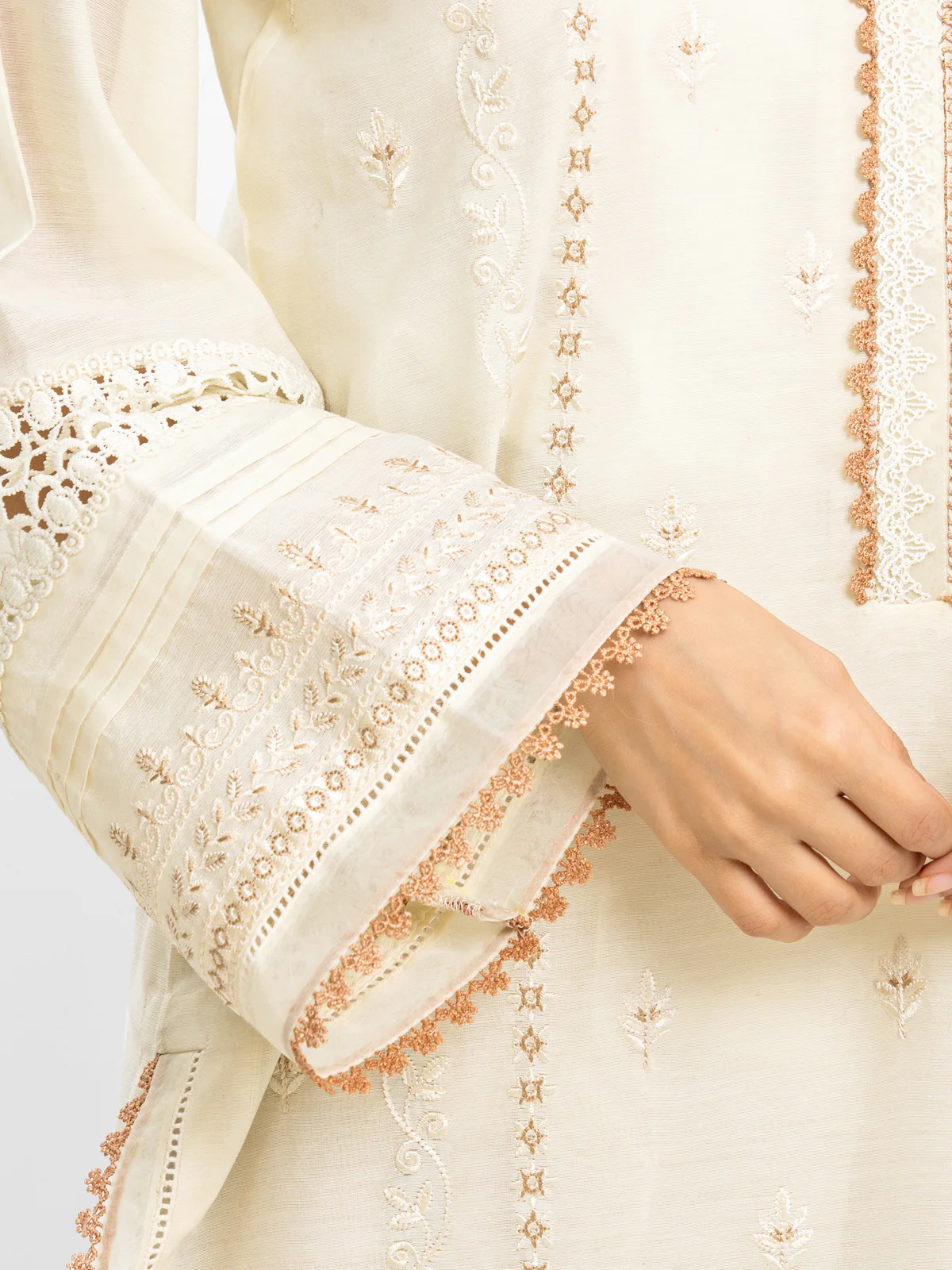 Unstitched Embroidered Chanderi Suit - EWU24V6-30116-3P - Image 5