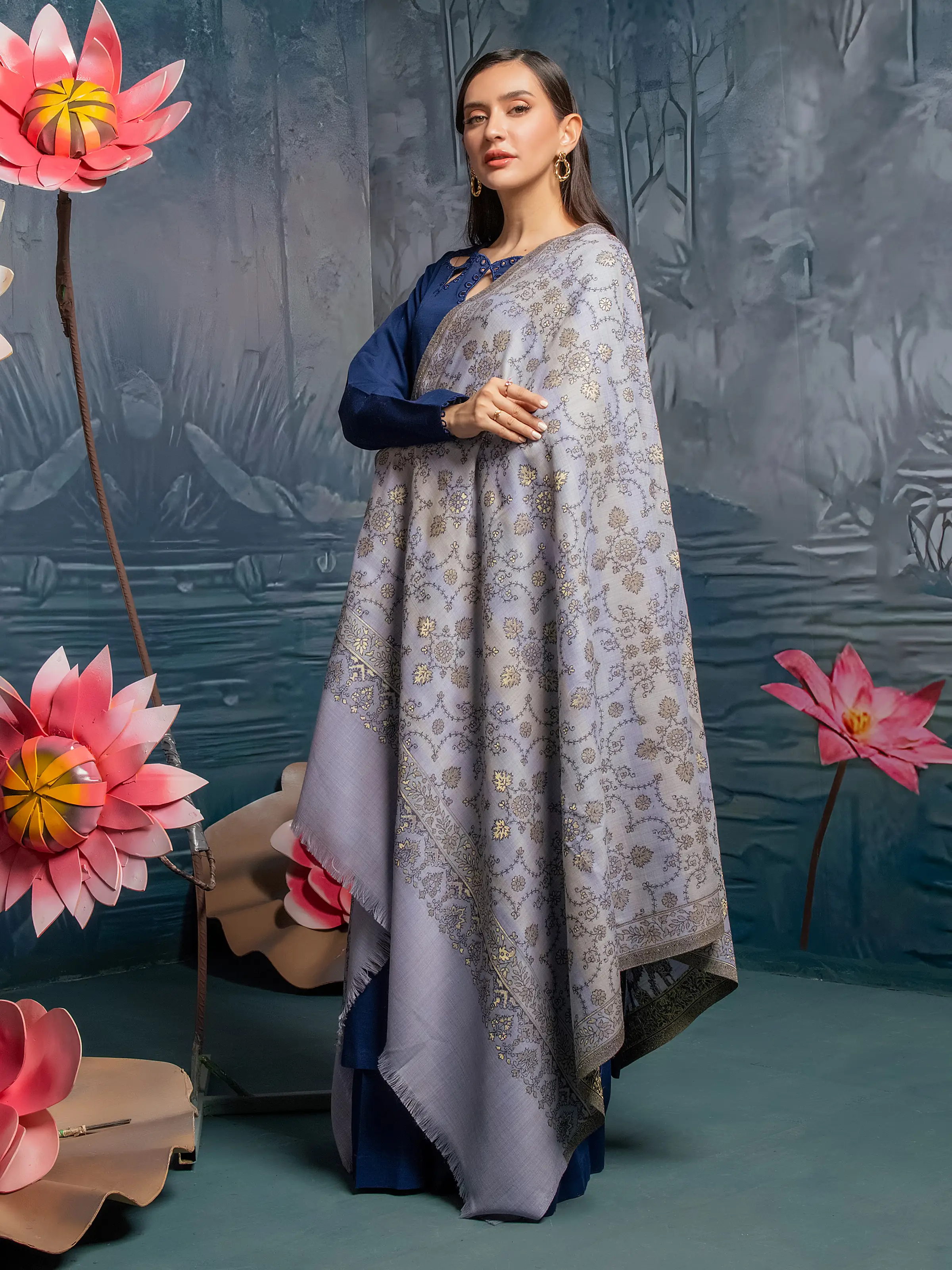Pashmina Jacquard Zari Shawl- EWMS5-004 - Image 5