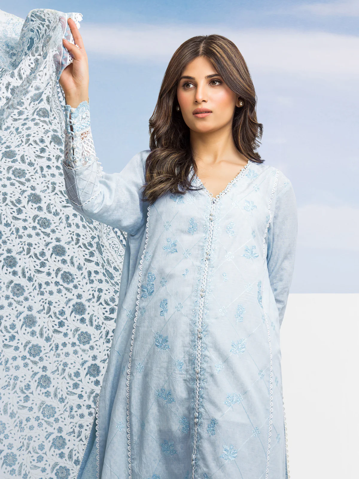 Unstitched Embroidered Dobby Shirt Trouser - EWU24V7-28639ST - Image 3