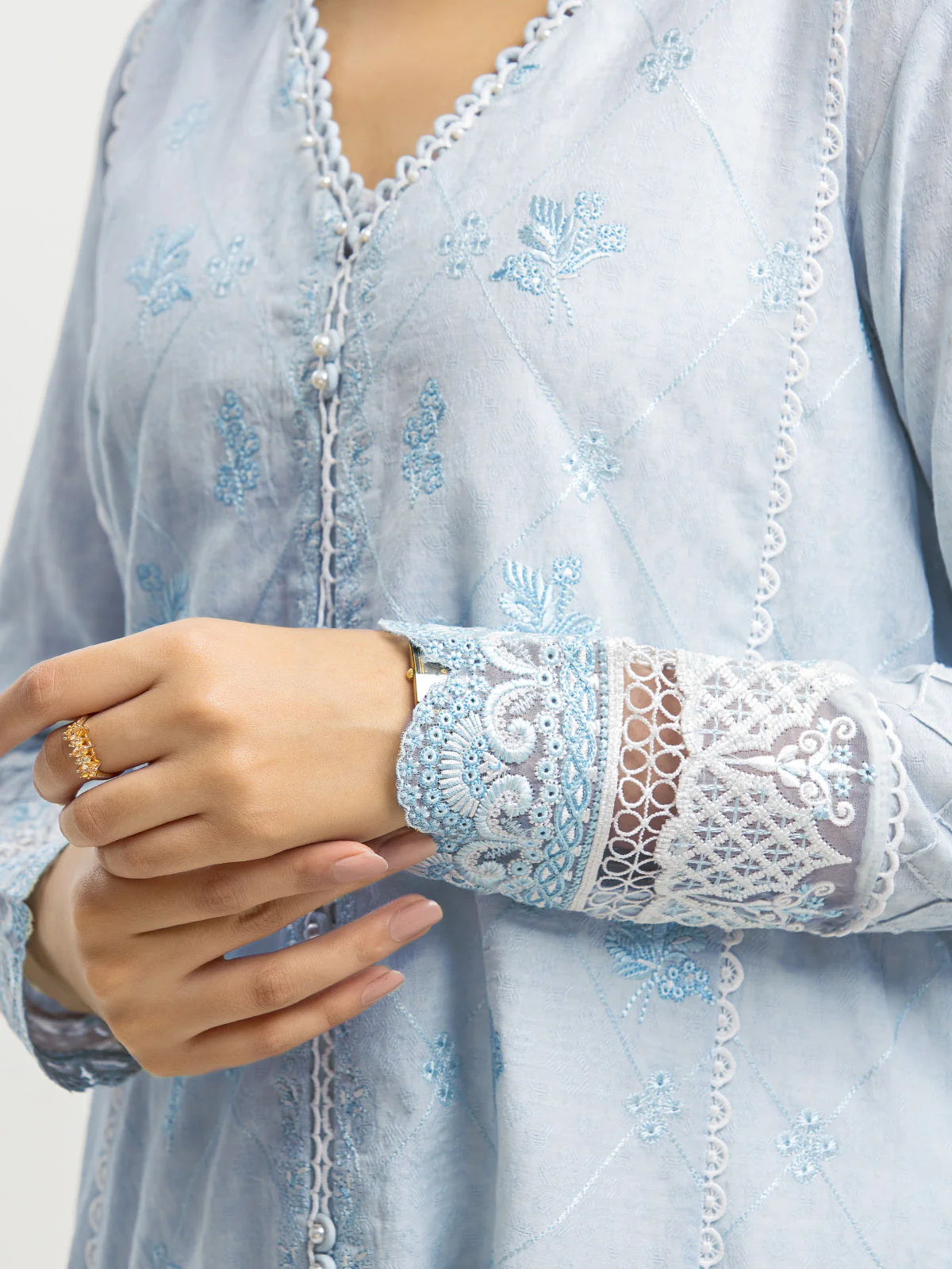 Unstitched Embroidered Dobby Shirt Trouser - EWU24V7-28639ST - Image 4
