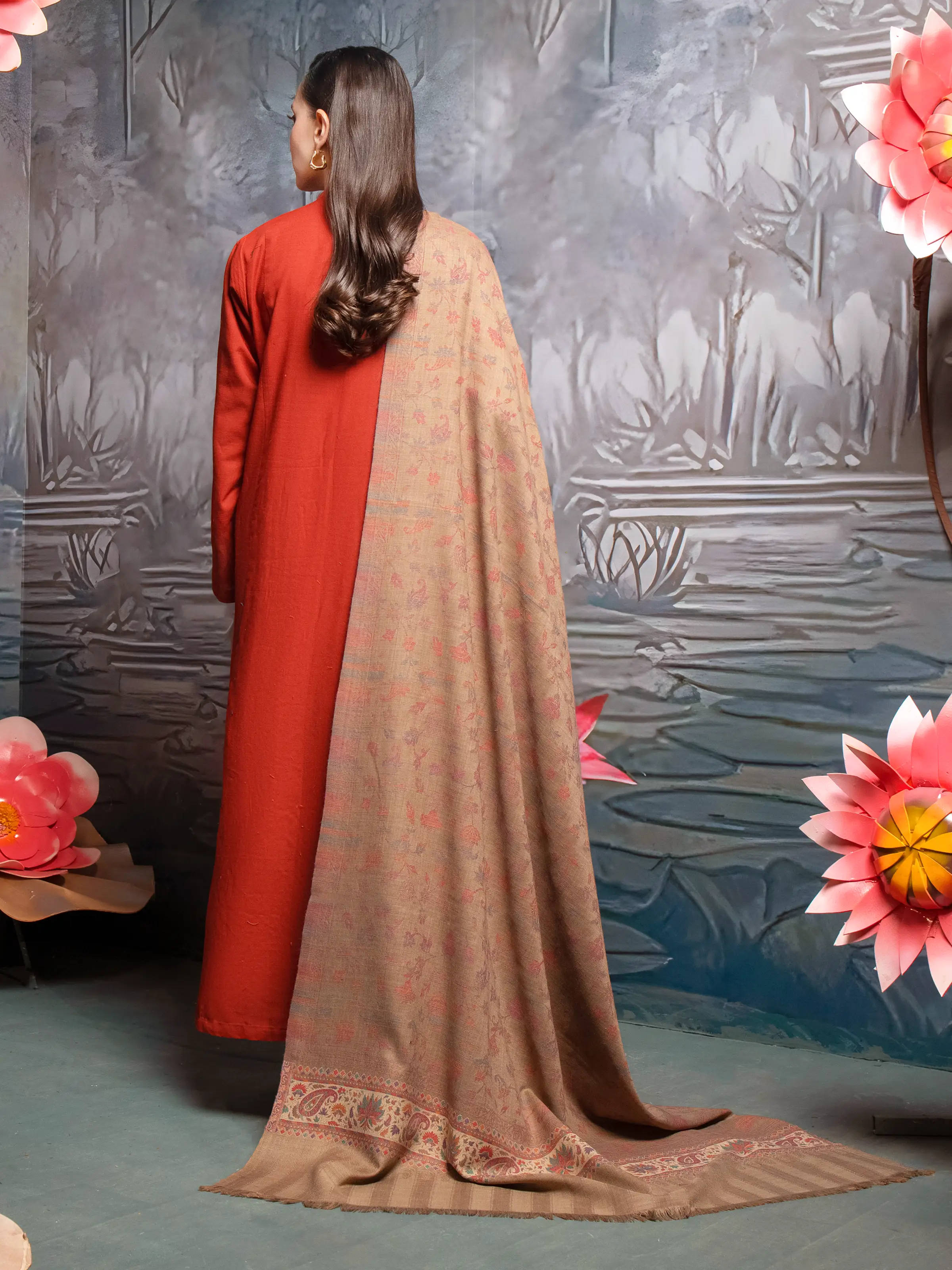 Pashmina Jacquard Zari Shawl - EWMS5-020 - Image 2