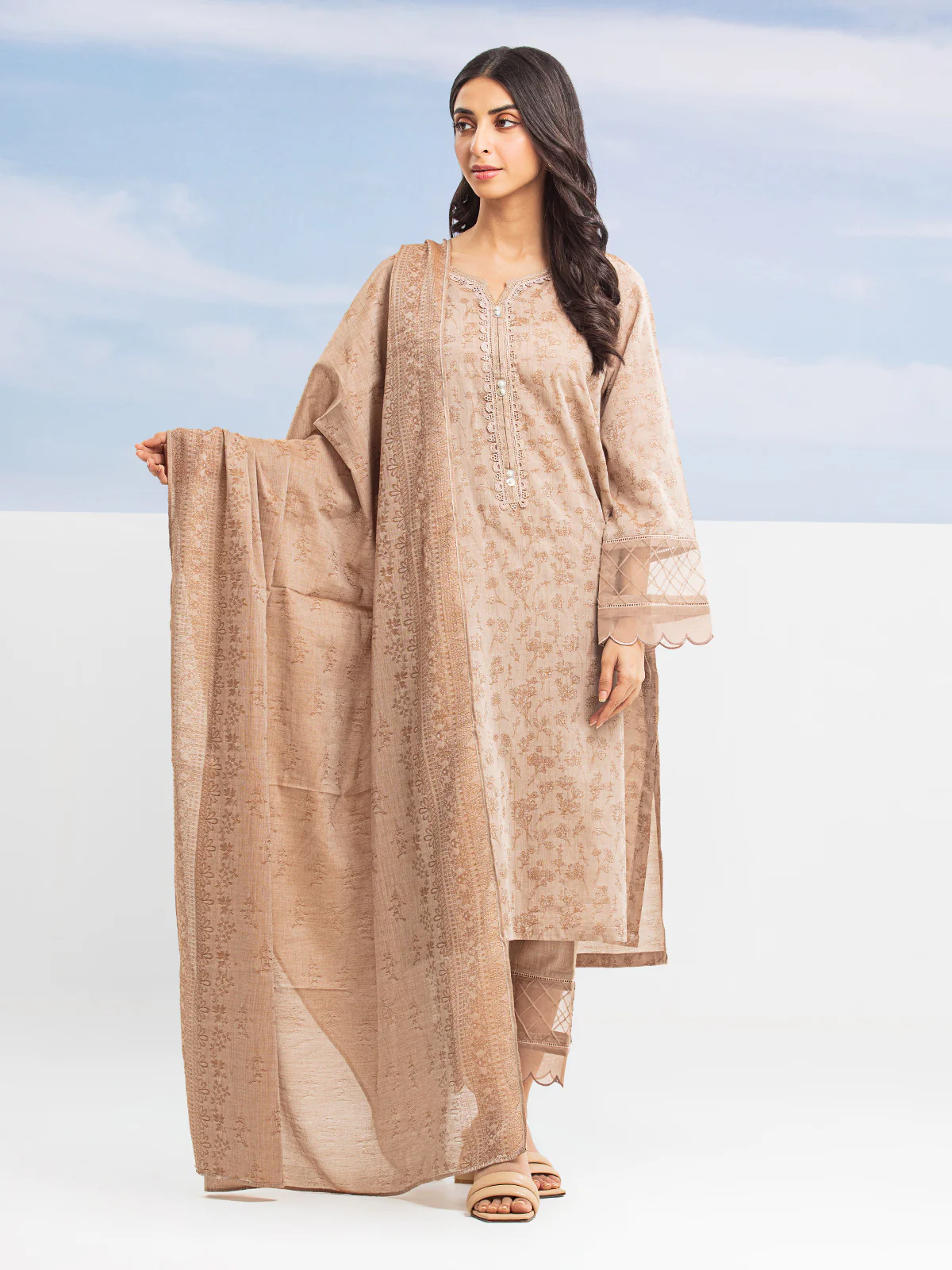 Unstitched Embroidered Jacquard Shirt - EWU24V3-28788S