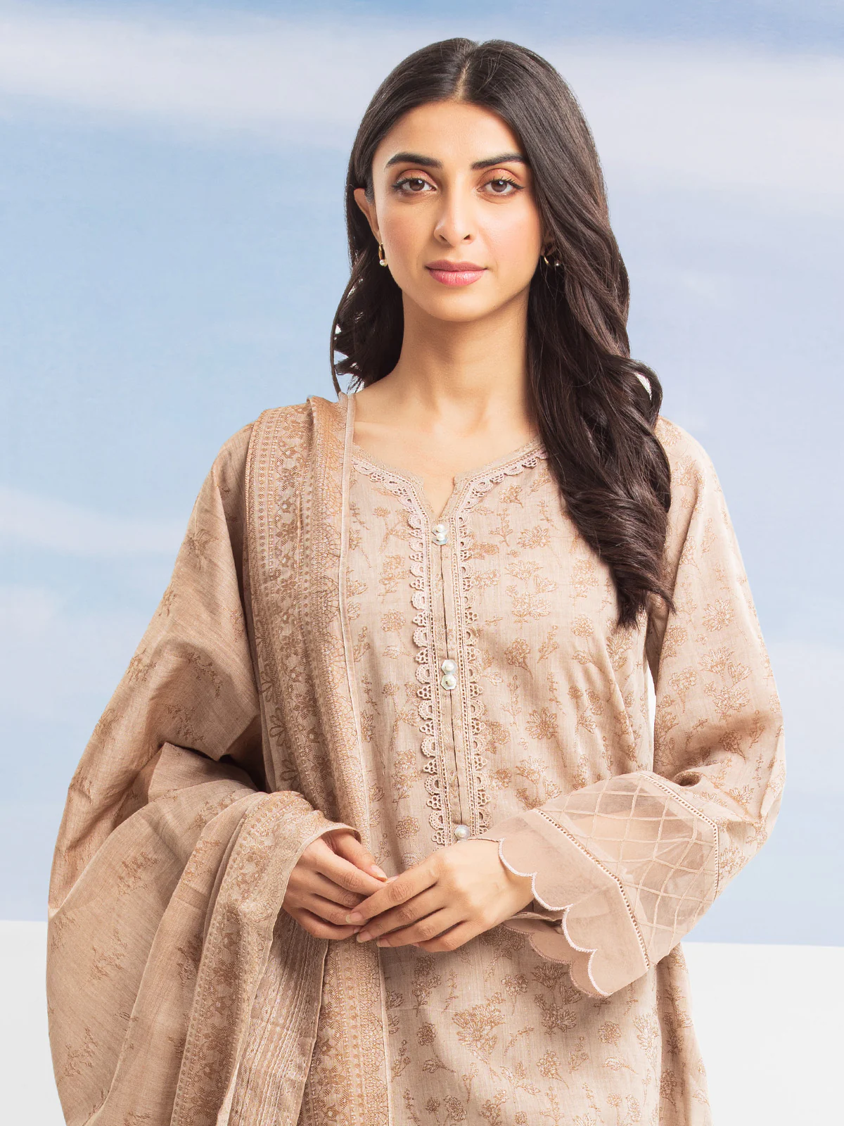Unstitched Embroidered Jacquard Shirt - EWU24V3-28788S - Image 2
