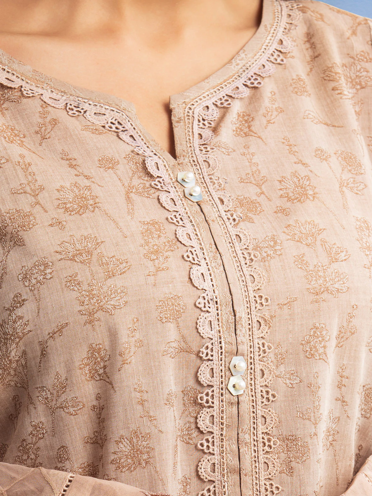 Unstitched Embroidered Jacquard Shirt - EWU24V3-28788S - Image 3
