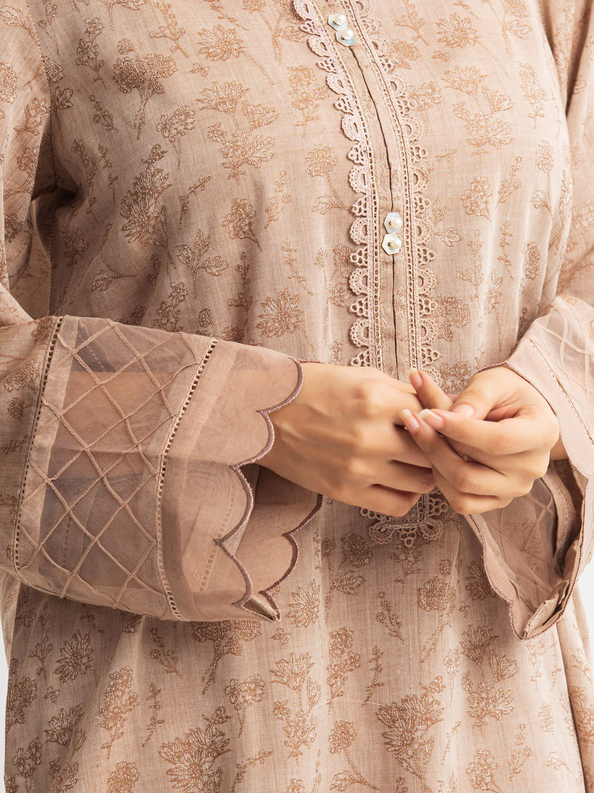 Unstitched Embroidered Jacquard Shirt - EWU24V3-28788S - Image 4