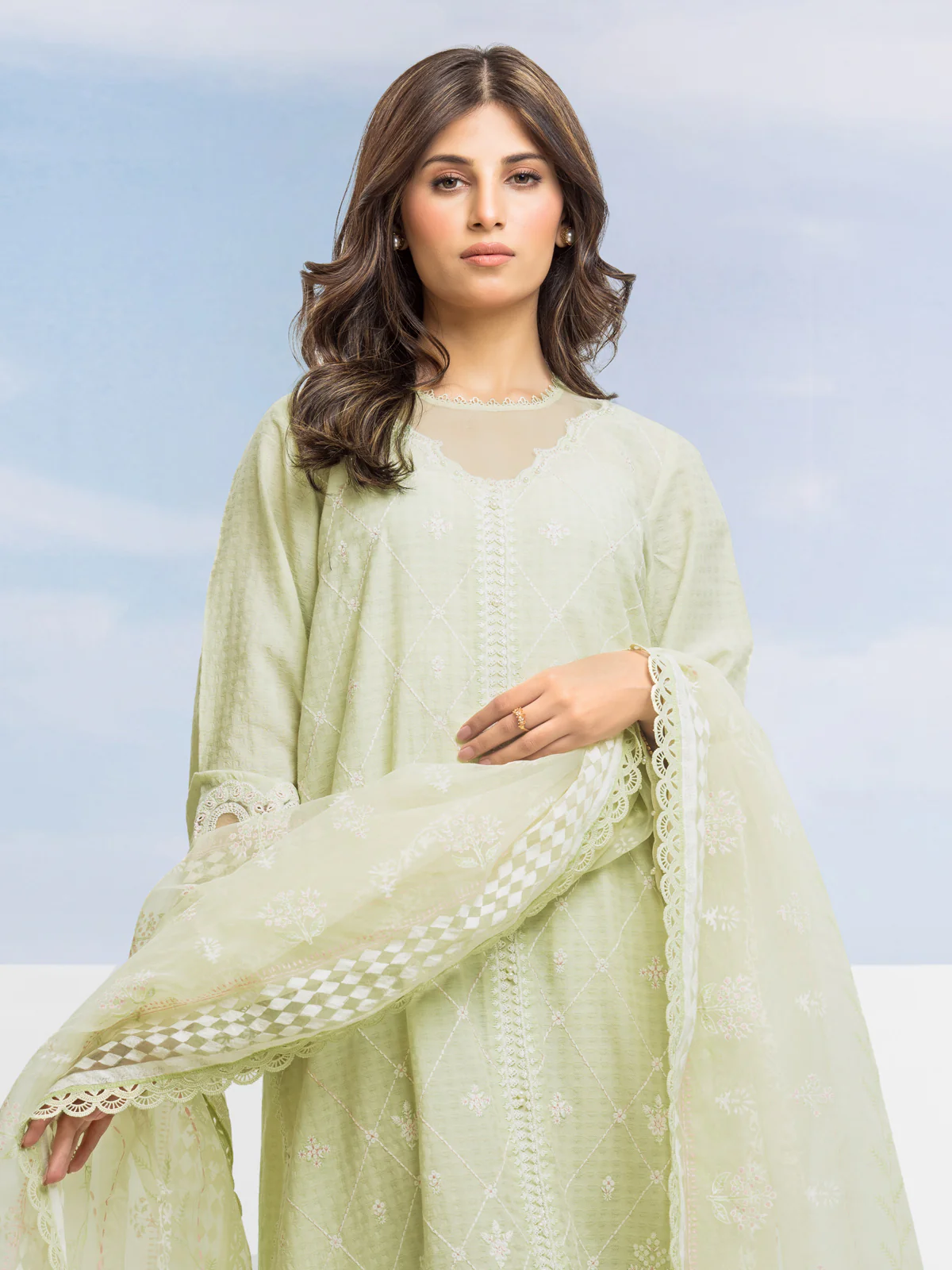 Unstitched Embroidered Dobby Shirt Trouser - EWU24V7-28635ST - Image 4