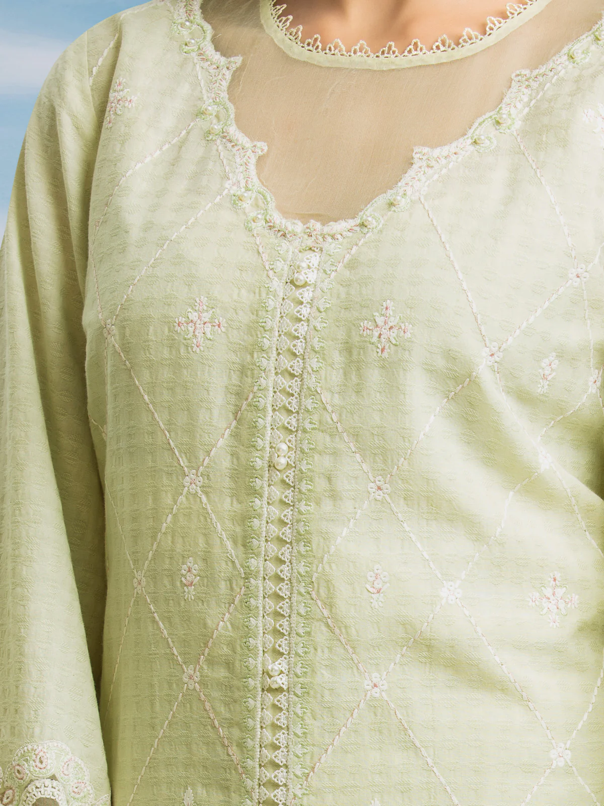 Unstitched Embroidered Dobby Shirt Trouser - EWU24V7-28635ST - Image 5