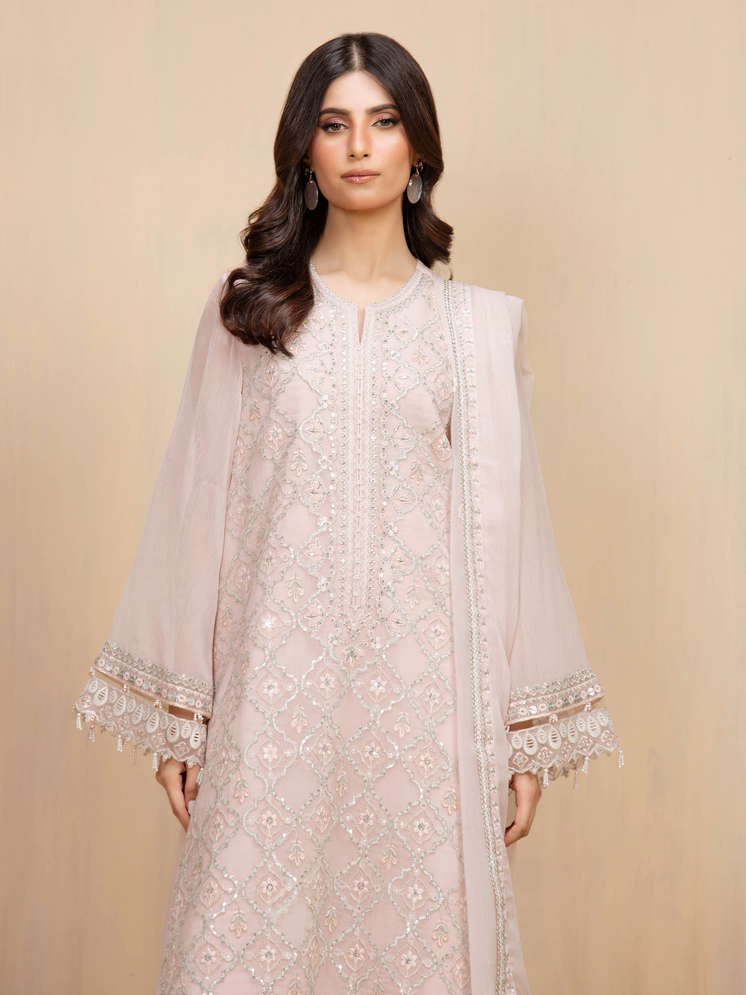 Unstitched Embroidered Chiffon Suit - EWU5V5-31301-3P - Image 2