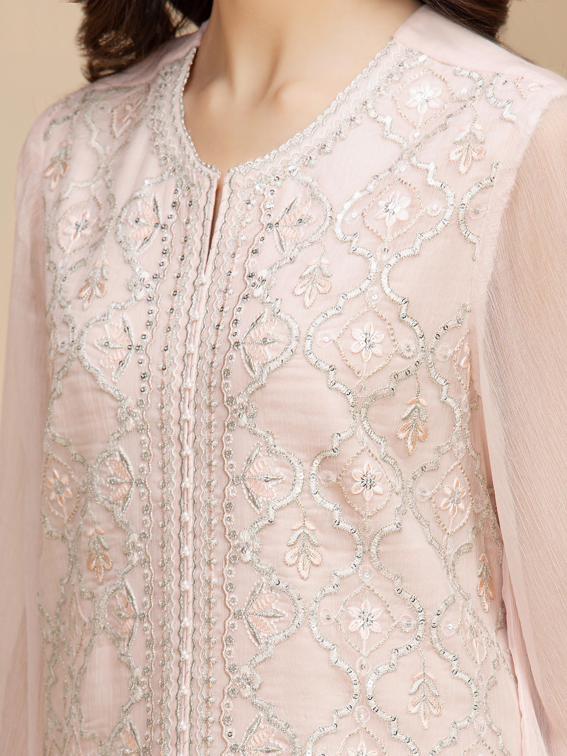 Unstitched Embroidered Chiffon Suit - EWU5V5-31301-3P - Image 3