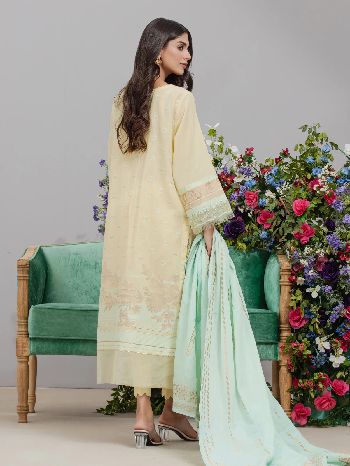 Unstitched Embroidered Jacquard Suit - EWU24V3-26732-3P - Image 4