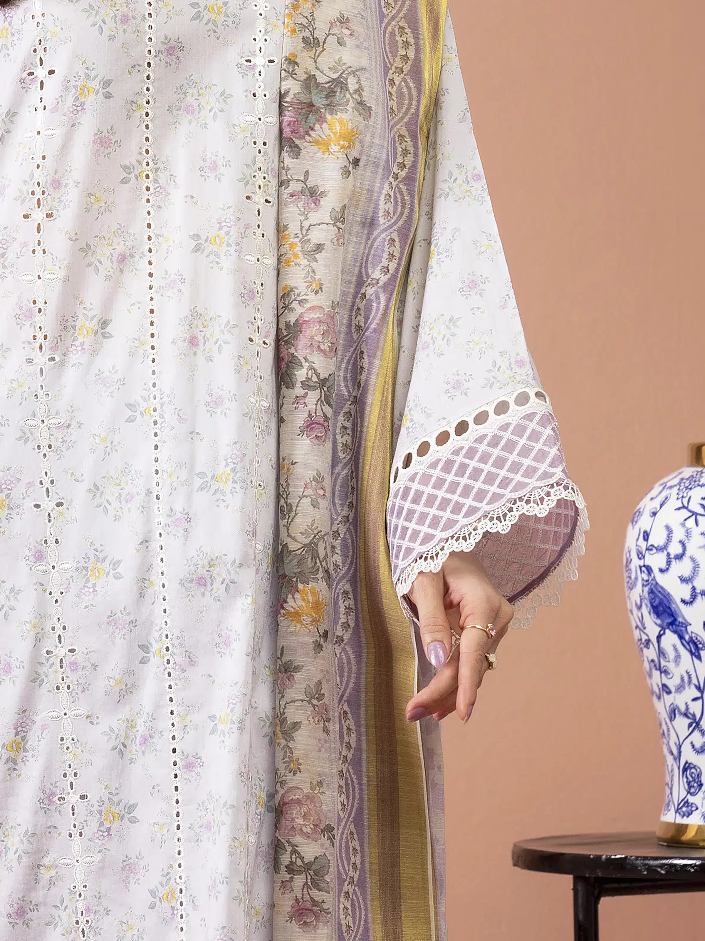 Unstitched Embroidered Lawn Suit - EWU5V1-31450-3P - Image 4